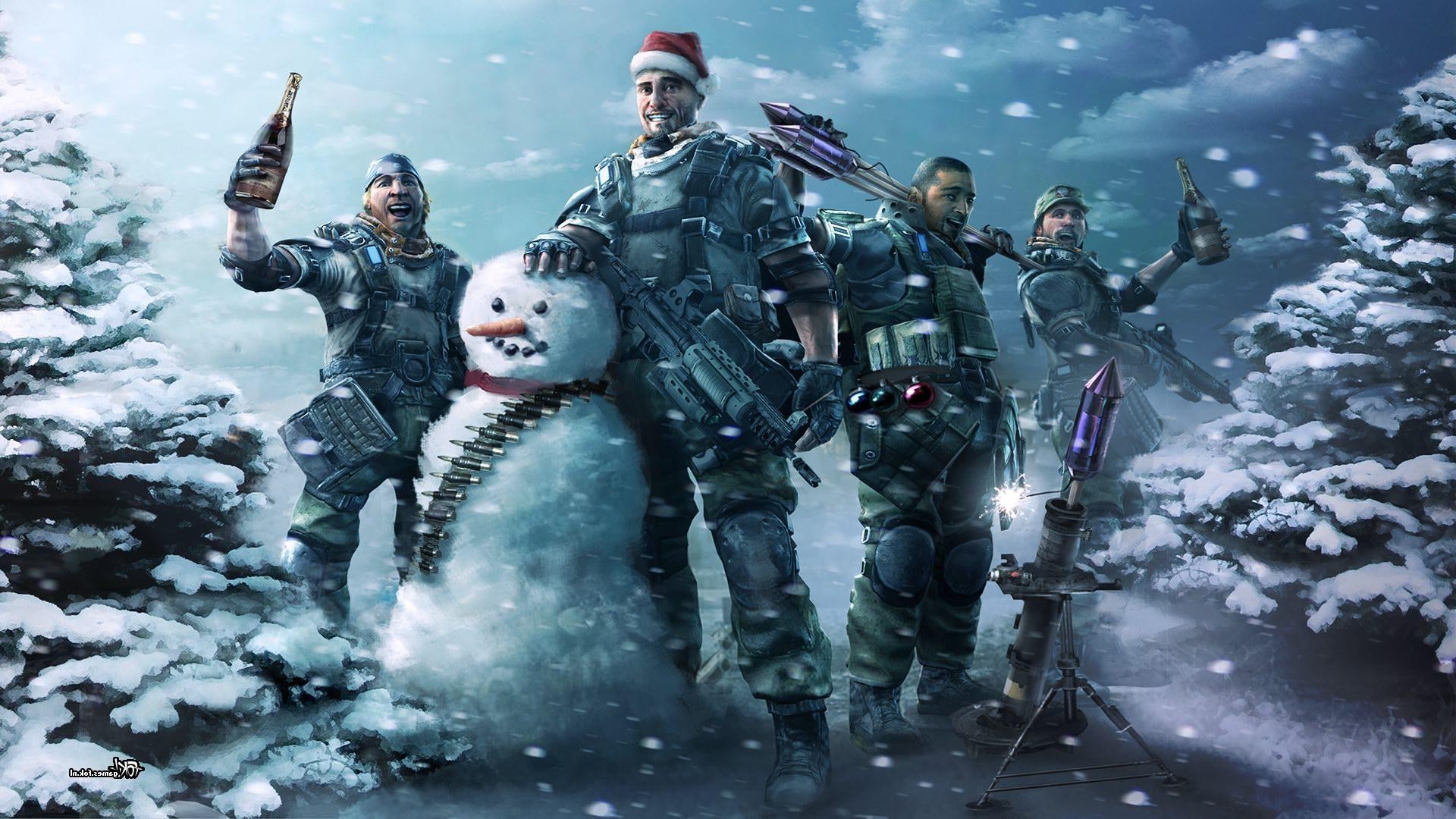 1920x1080 snowman, Snow, Christmas, Army Gear, Army, Wine, Gun, Winter, Ammunition,  Ammobelt, Killzone Wallpapers HD / Desktop and Mobile Backgrounds