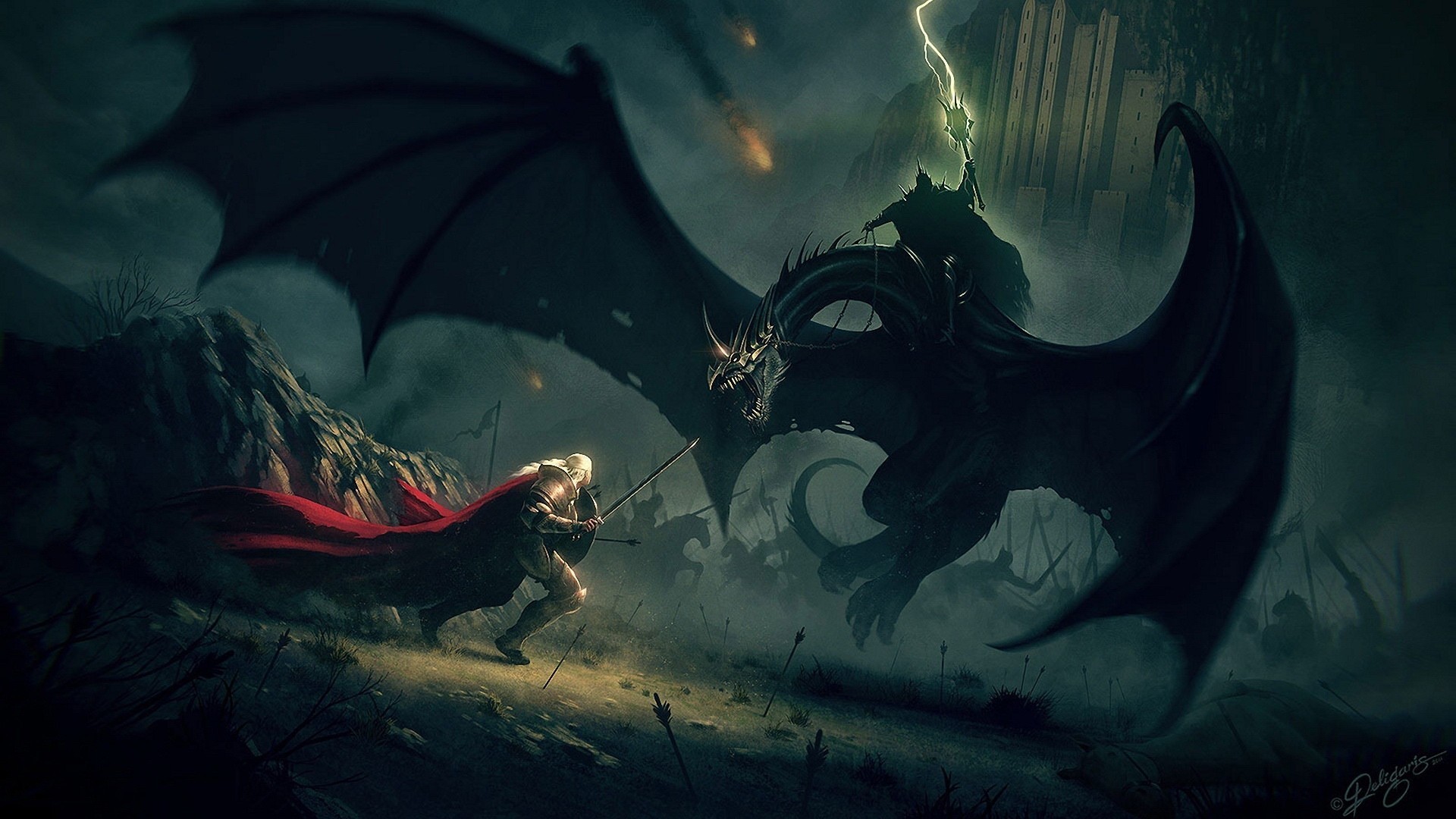 1920x1080 Artwork Dragons Eowyn Gondor Minas Tirith Nazgul Ringwraith The Lord Of  Rings Return King Witch Wings ...