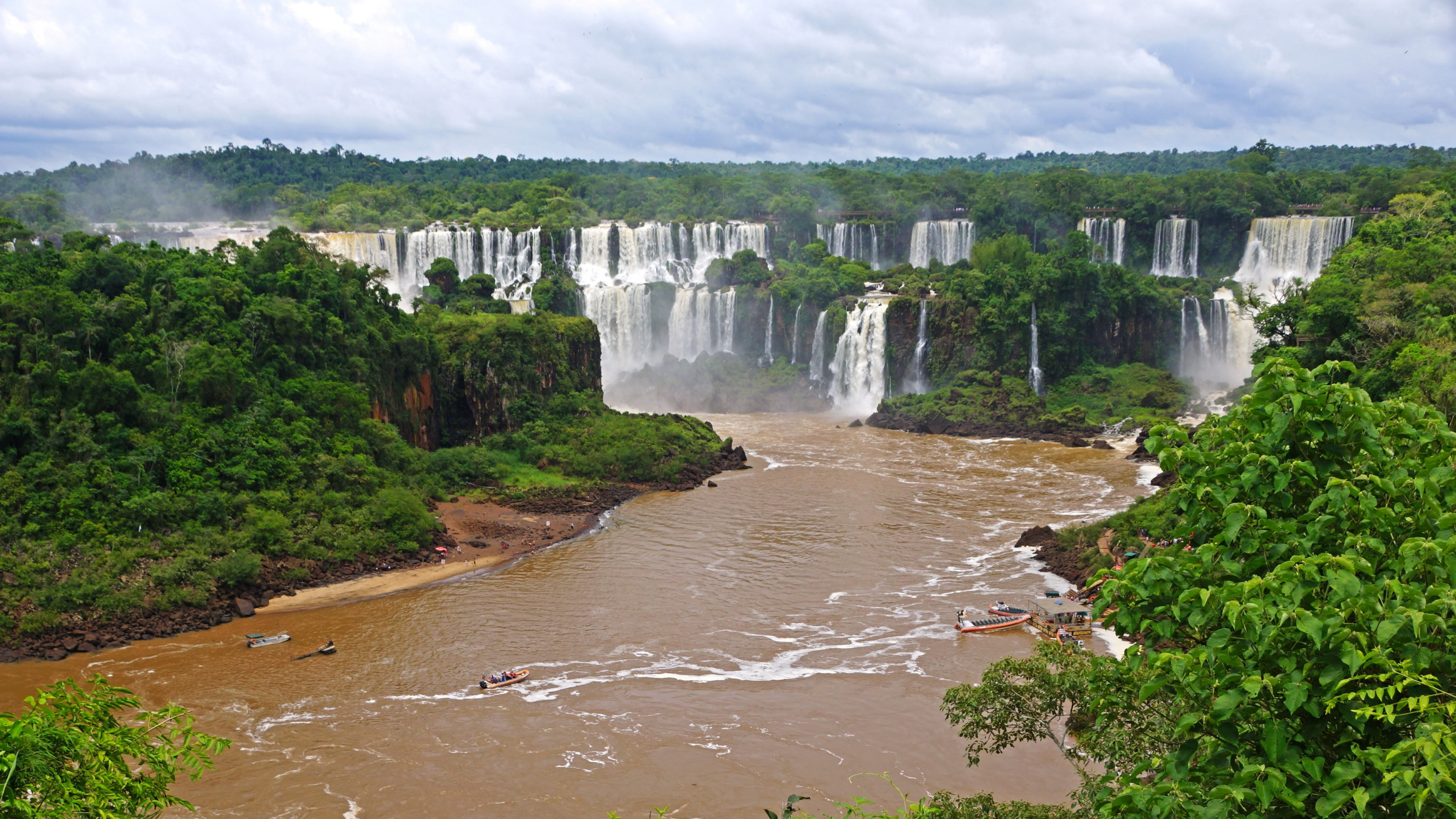3840x2160  Wallpaper waterfalls, brazil, river, landscape, iguazu, nature