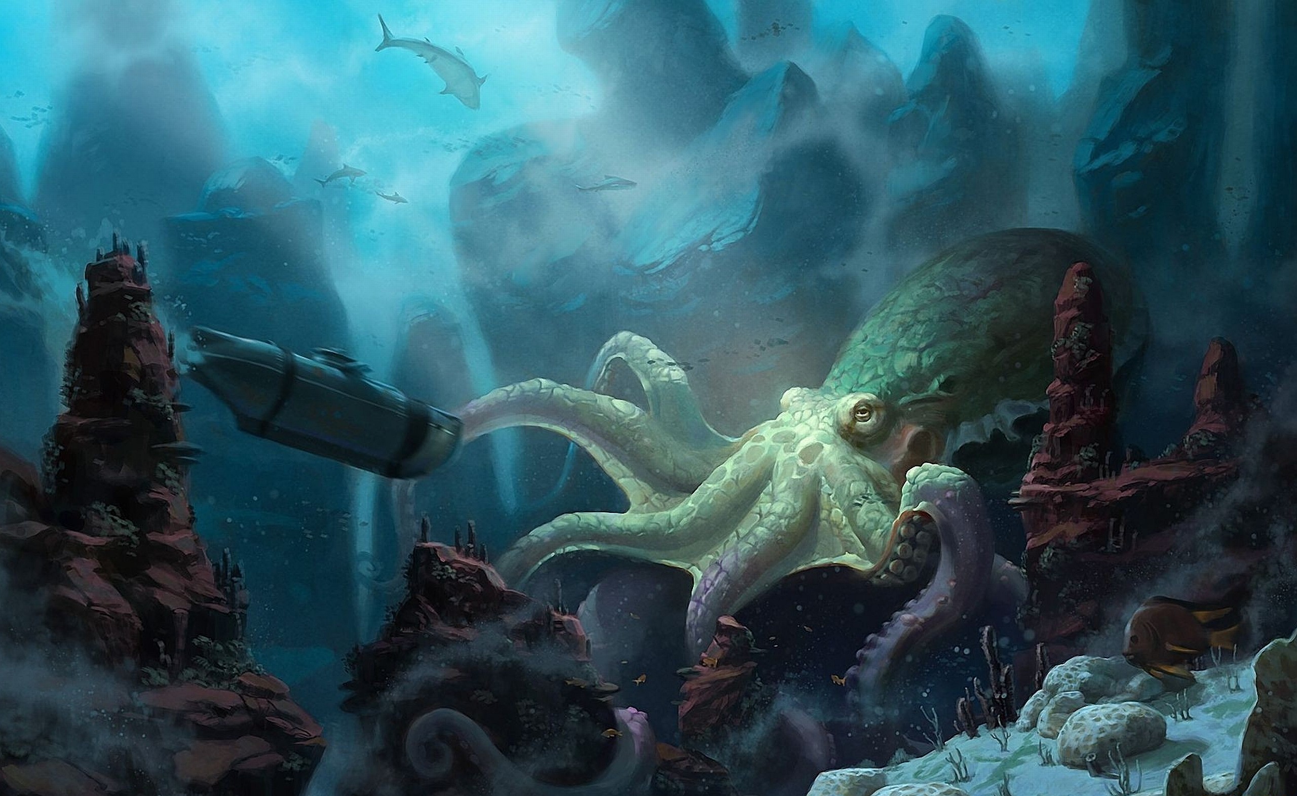 2560x1571 Fantasy Wallpaper: Sea Monster Wallpapers