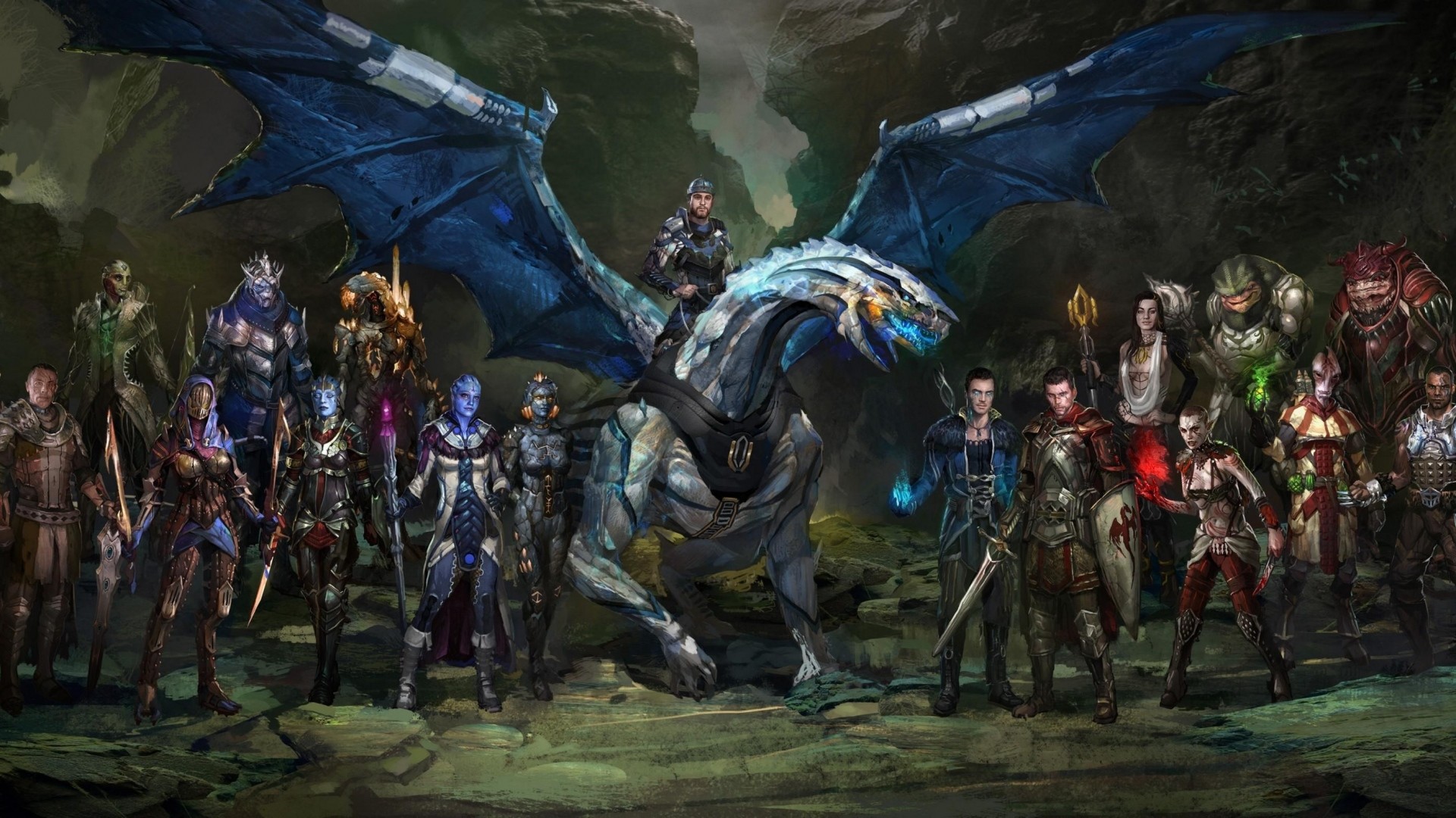 1920x1080 Preview wallpaper dragon, rider, creatures, army, cliffs 