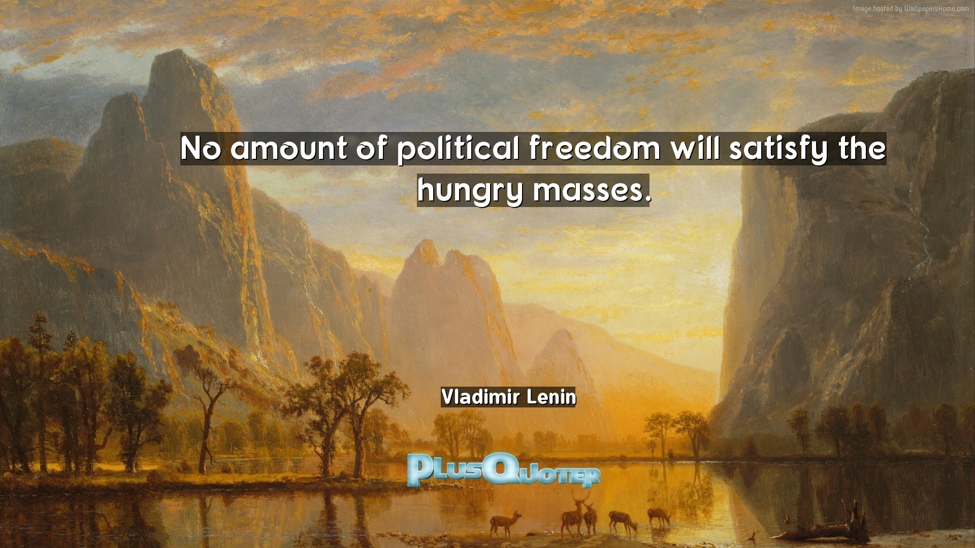 1920x1080 Download Wallpaper with inspirational Quotes- "No amount of political  freedom will satisfy the hungry
