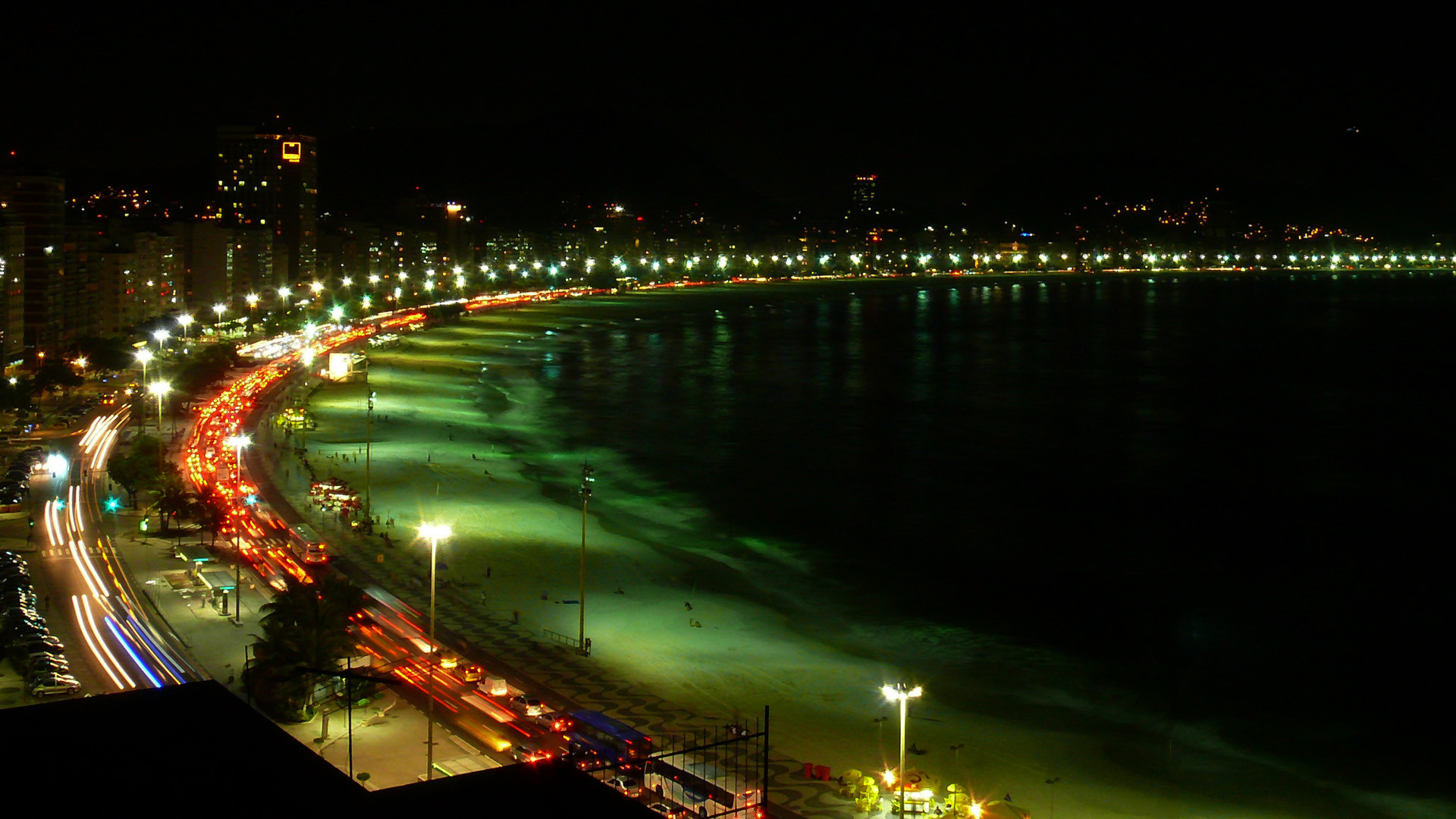 1920x1080 Copacabana Beach Night View Wallpaper