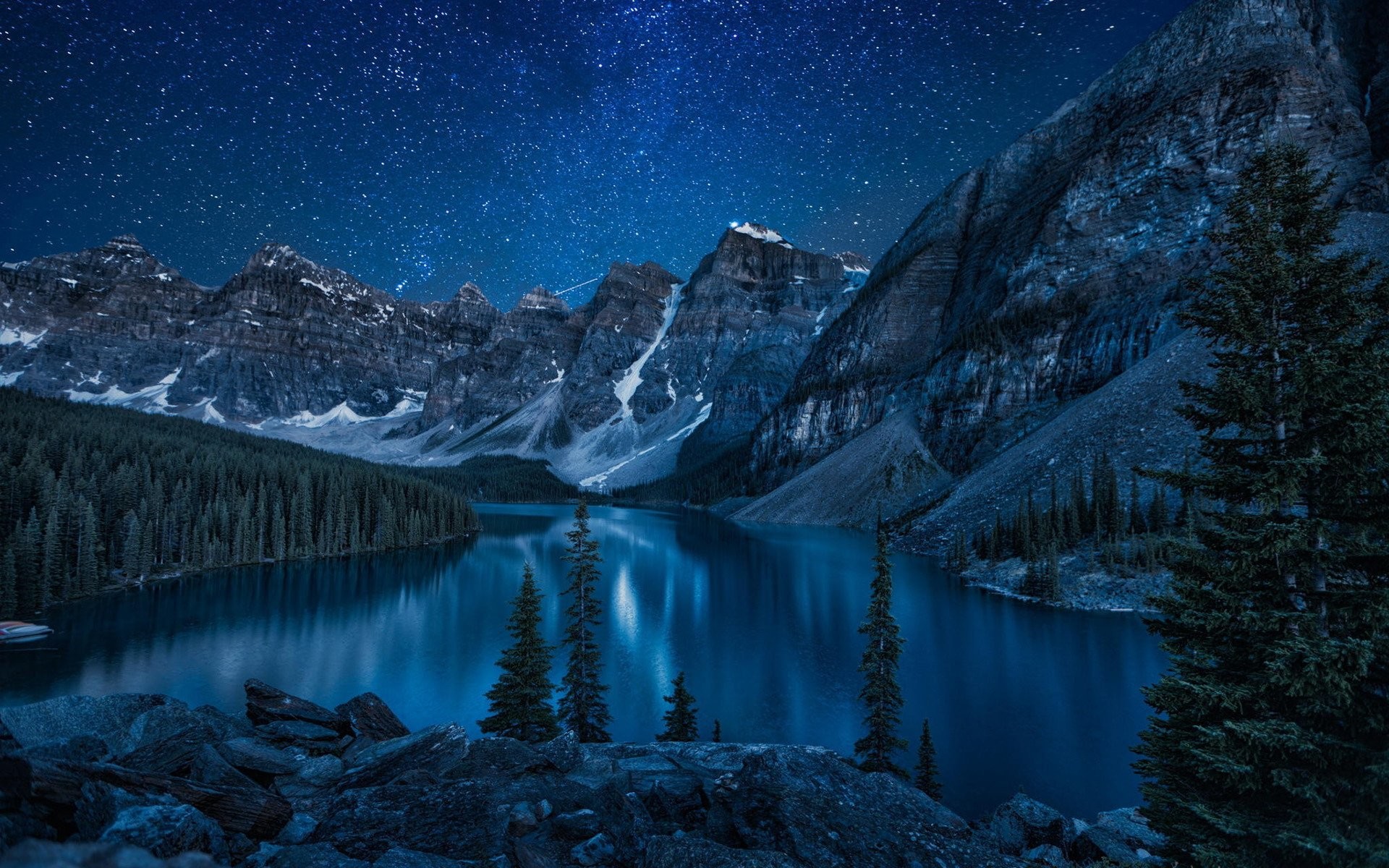 1920x1200 Mountains And Lake At Night