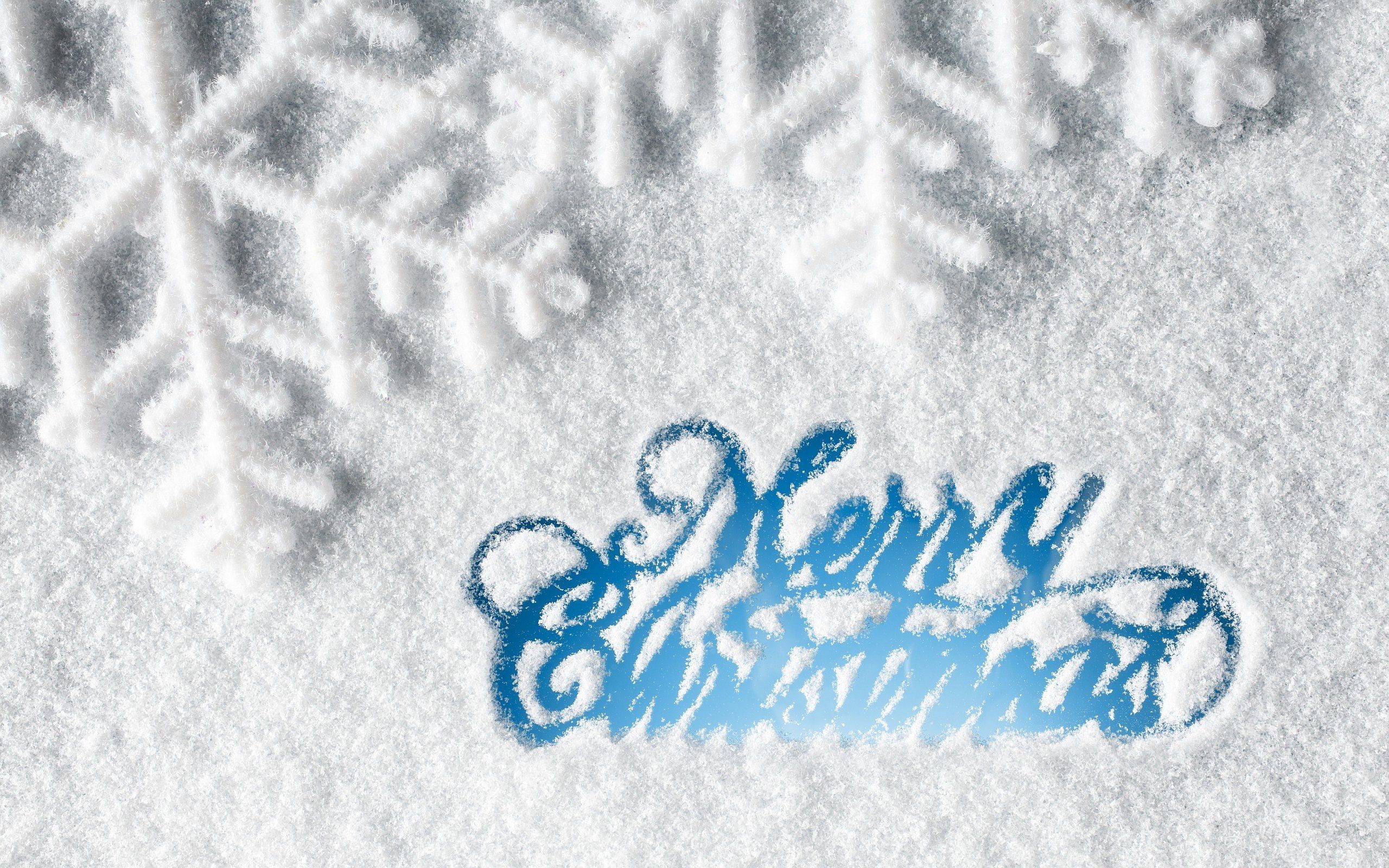 2560x1600 Merry Christmas Snow Wallpaper Background
