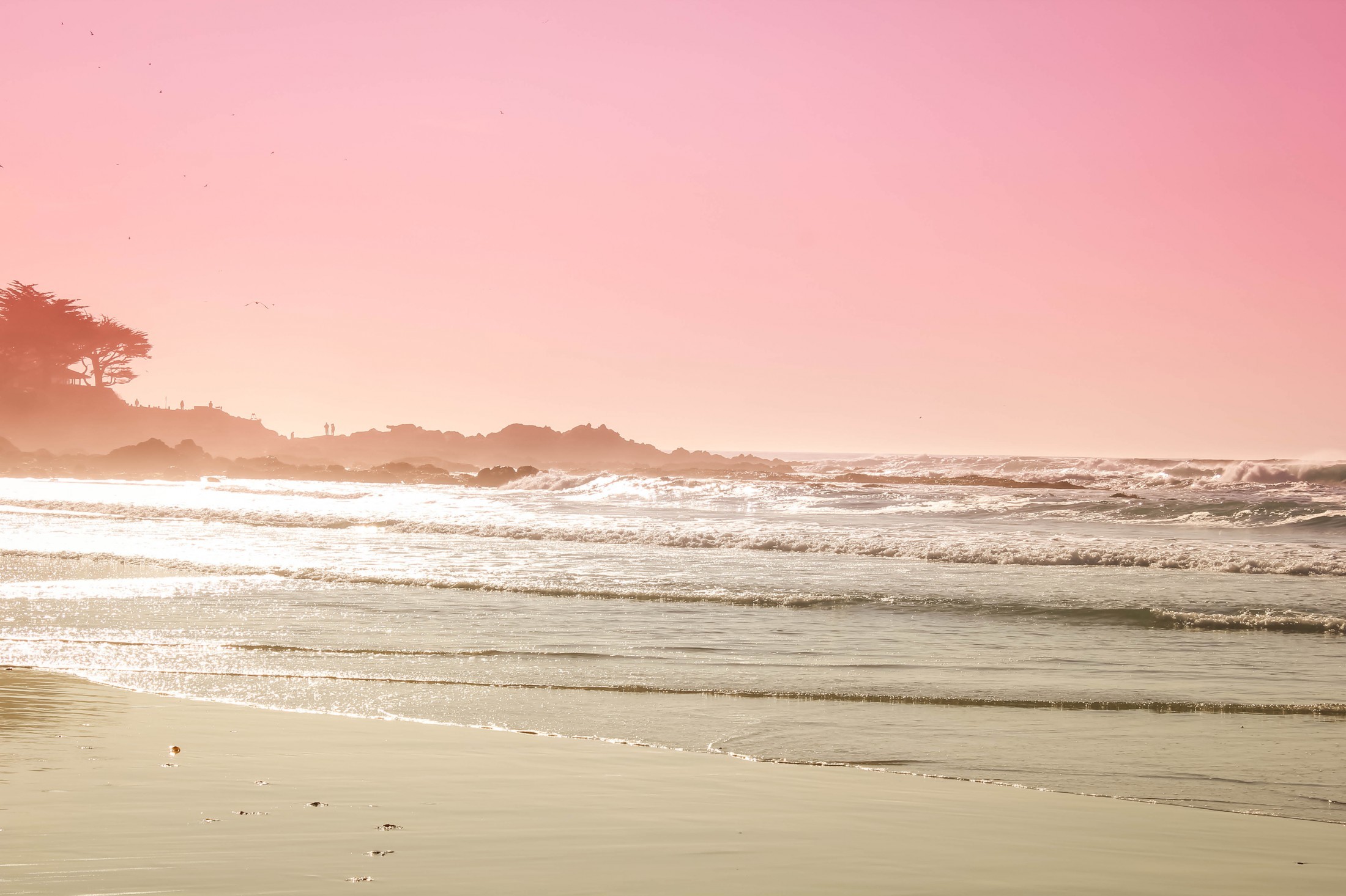 2200x1466 HD Wallpaper Pink sunset over Carmel Beach in Carmel CA 