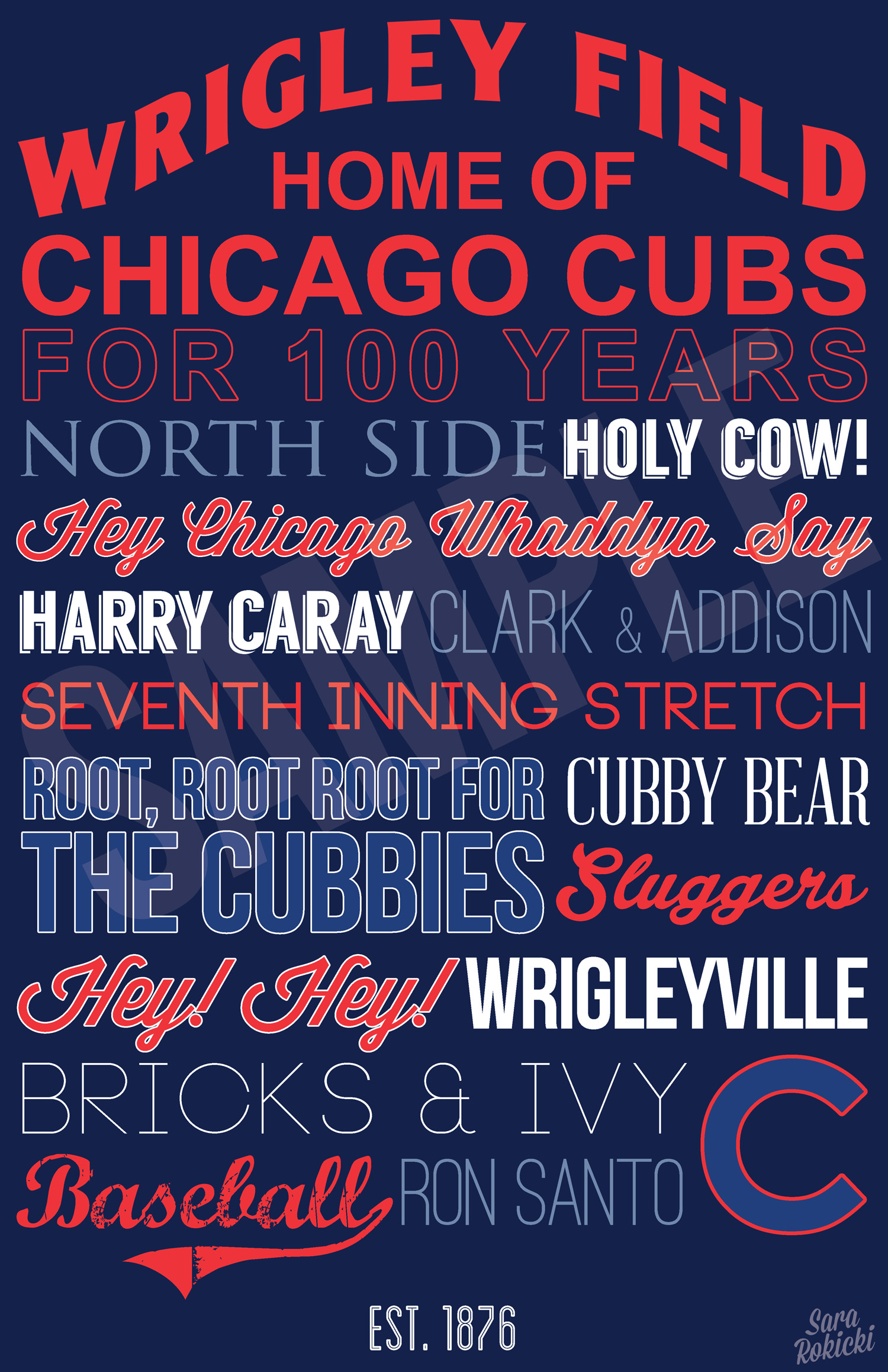 1500x2318 Chicago Cubs Art. #typography #canvas #graphicdesign #gift etsy