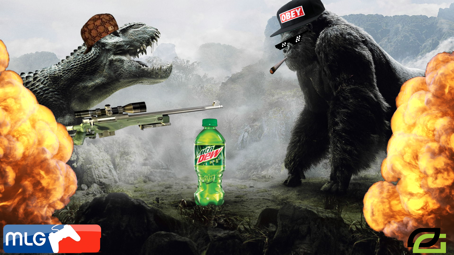 1920x1080 ... King Kong VS. Douchebag T-Rex MLG Wallpaper by Violent--Pacifist
