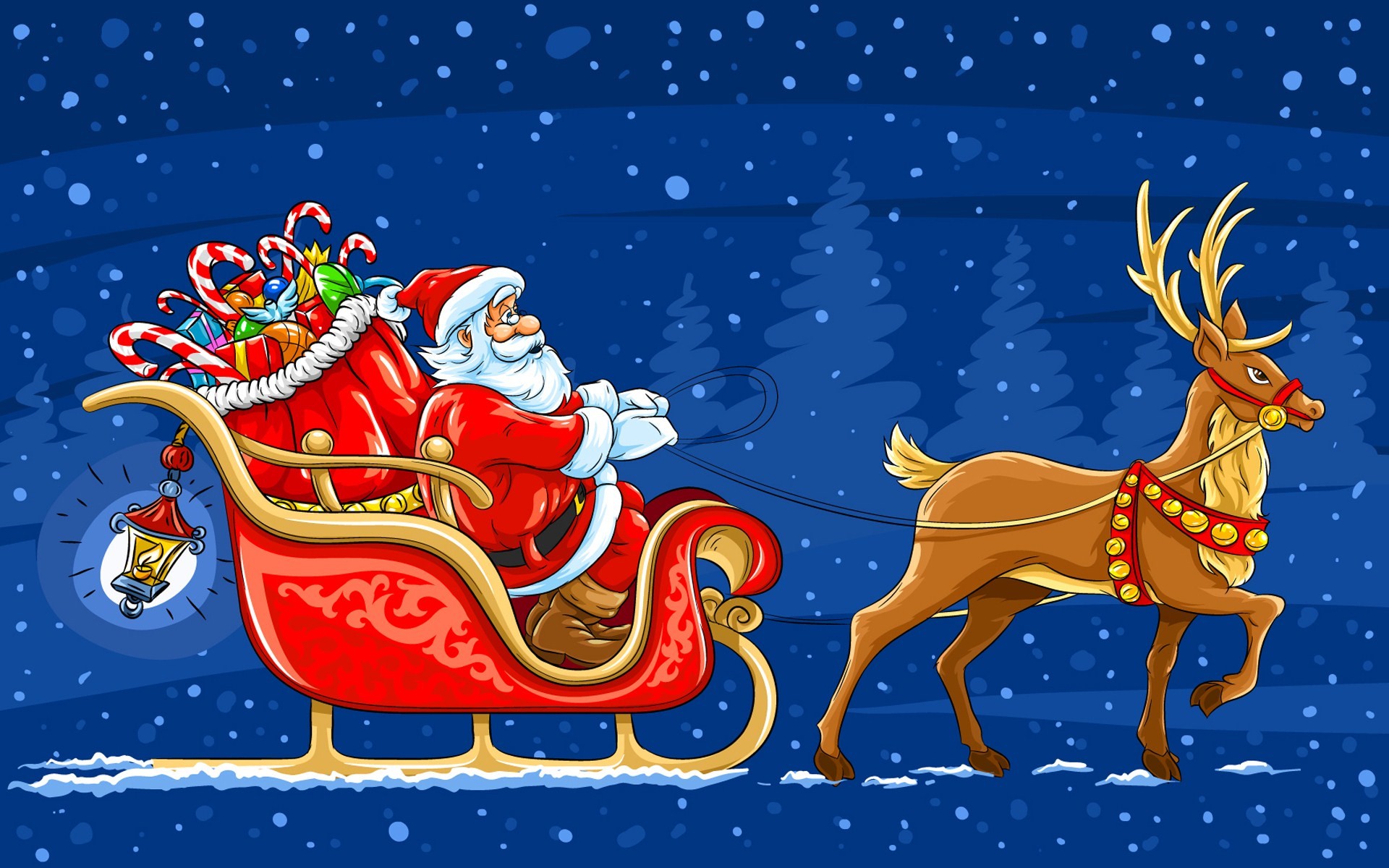 1920x1200 Santa Claus And Reinder On Christmas Wallpaper Pc Wallpaper
