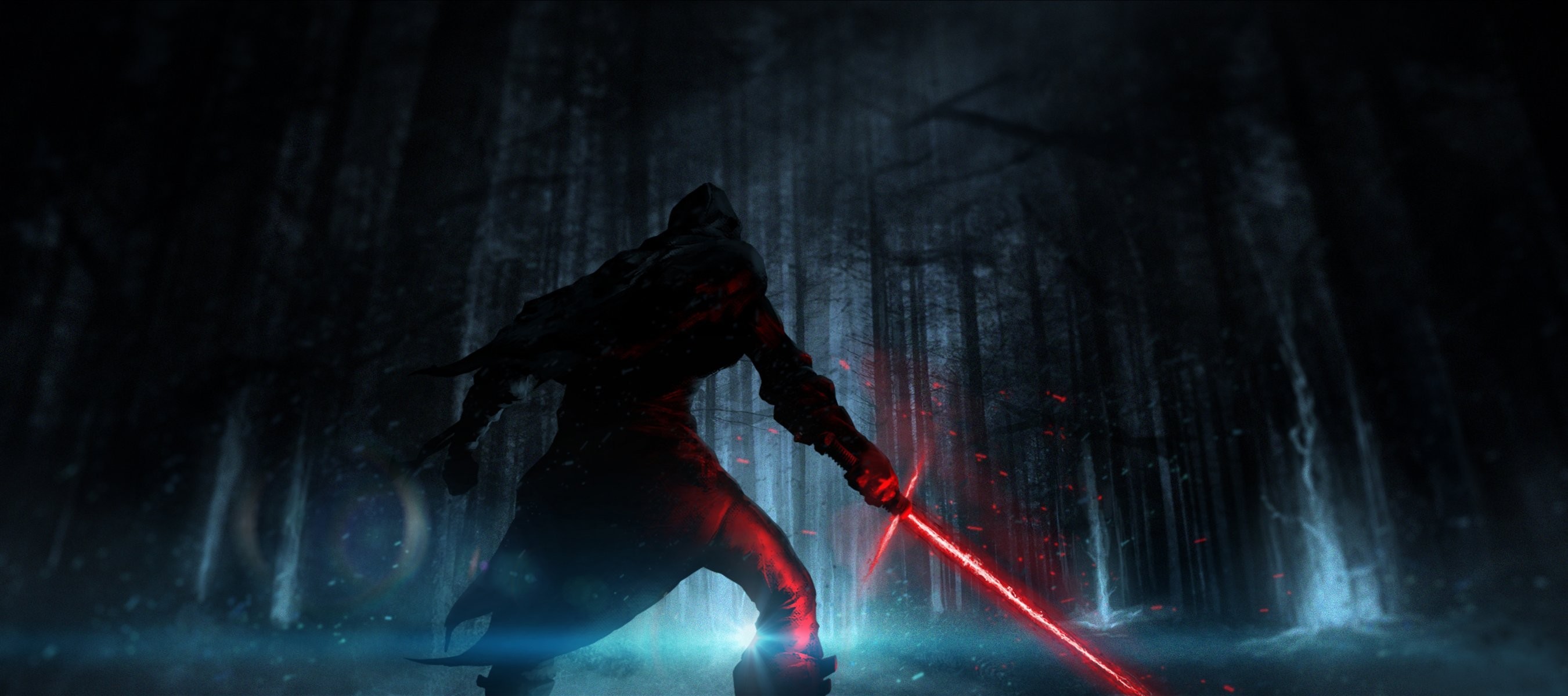 2701x1200 star wars the force awakens forest sith art star wars: the force awakens  lightsaber