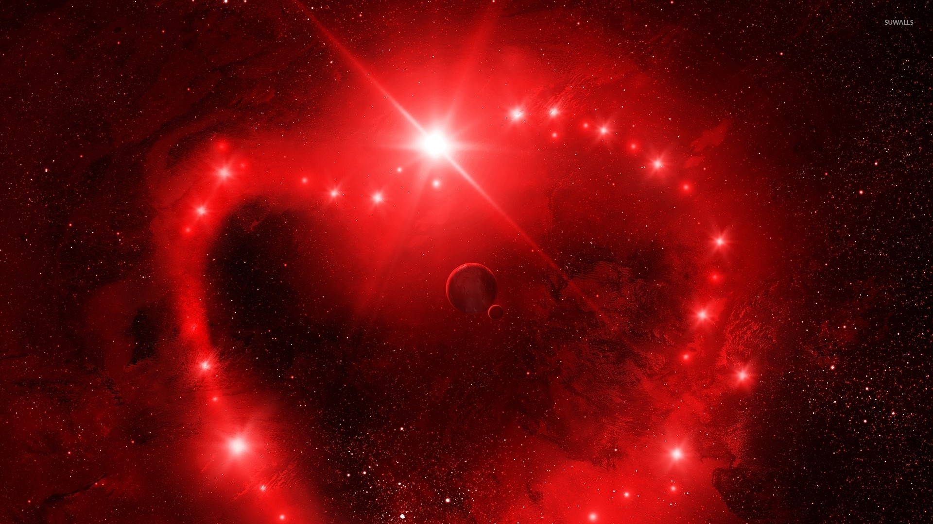 1920x1080 Red heart in space wallpaper