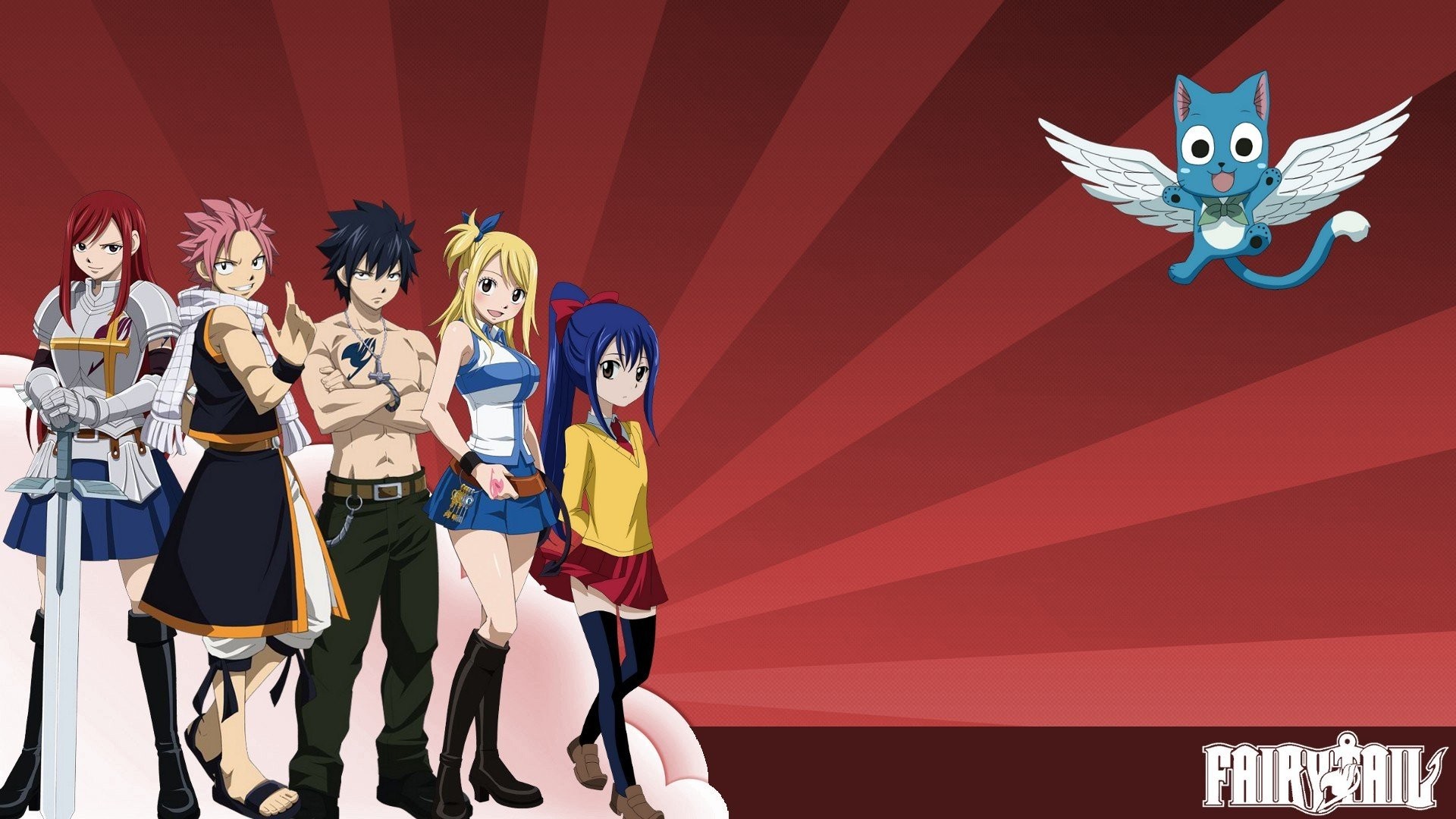 1920x1080 Fairy Tail Scarlet Erza Dragneel Natsu Fullbuster Gray Heartfilia Lucy  Marvell Wendy