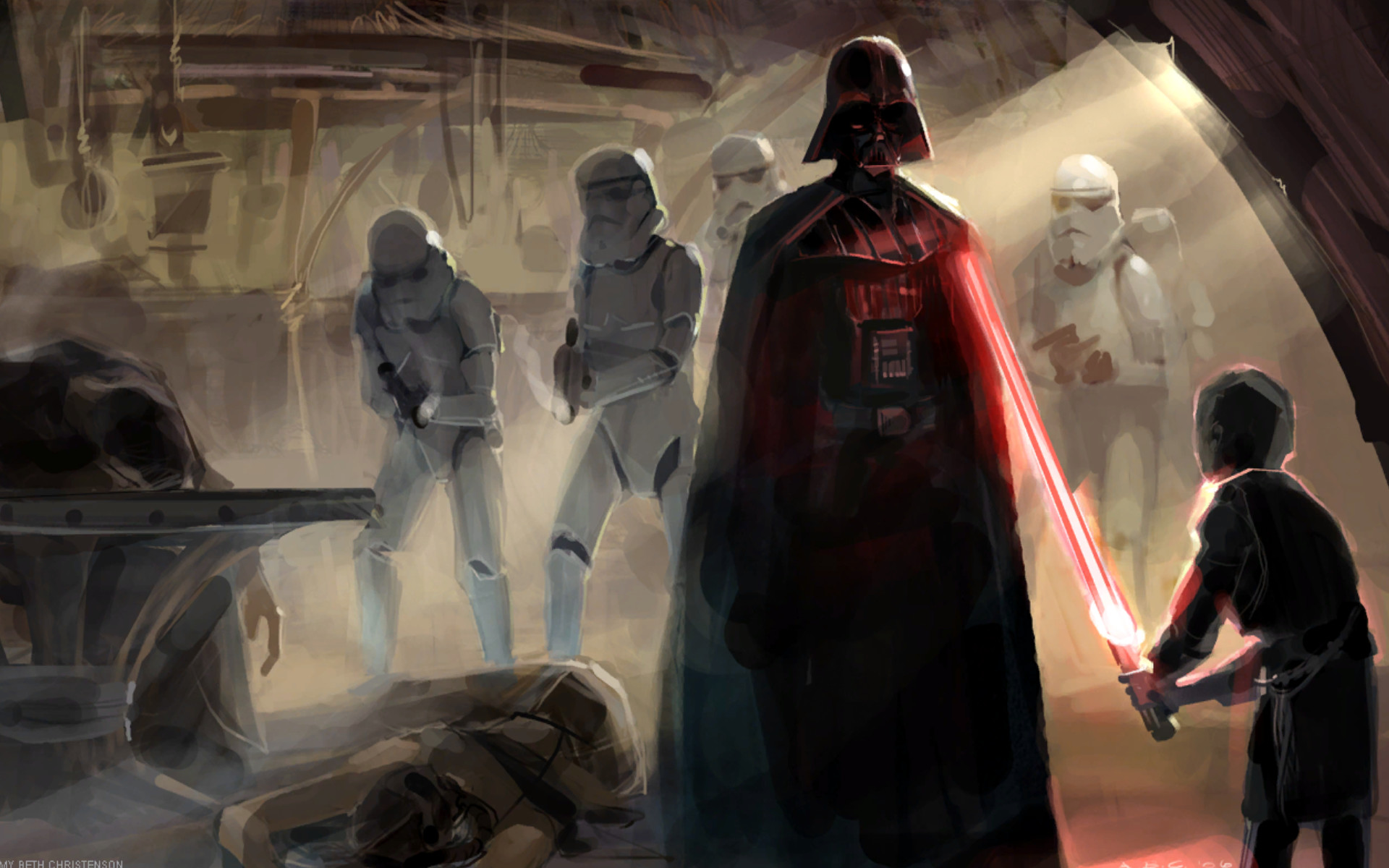 1920x1200 Artwork Concept Art Dark Side Darth Vader Lightsabers Sith Star Wars ...