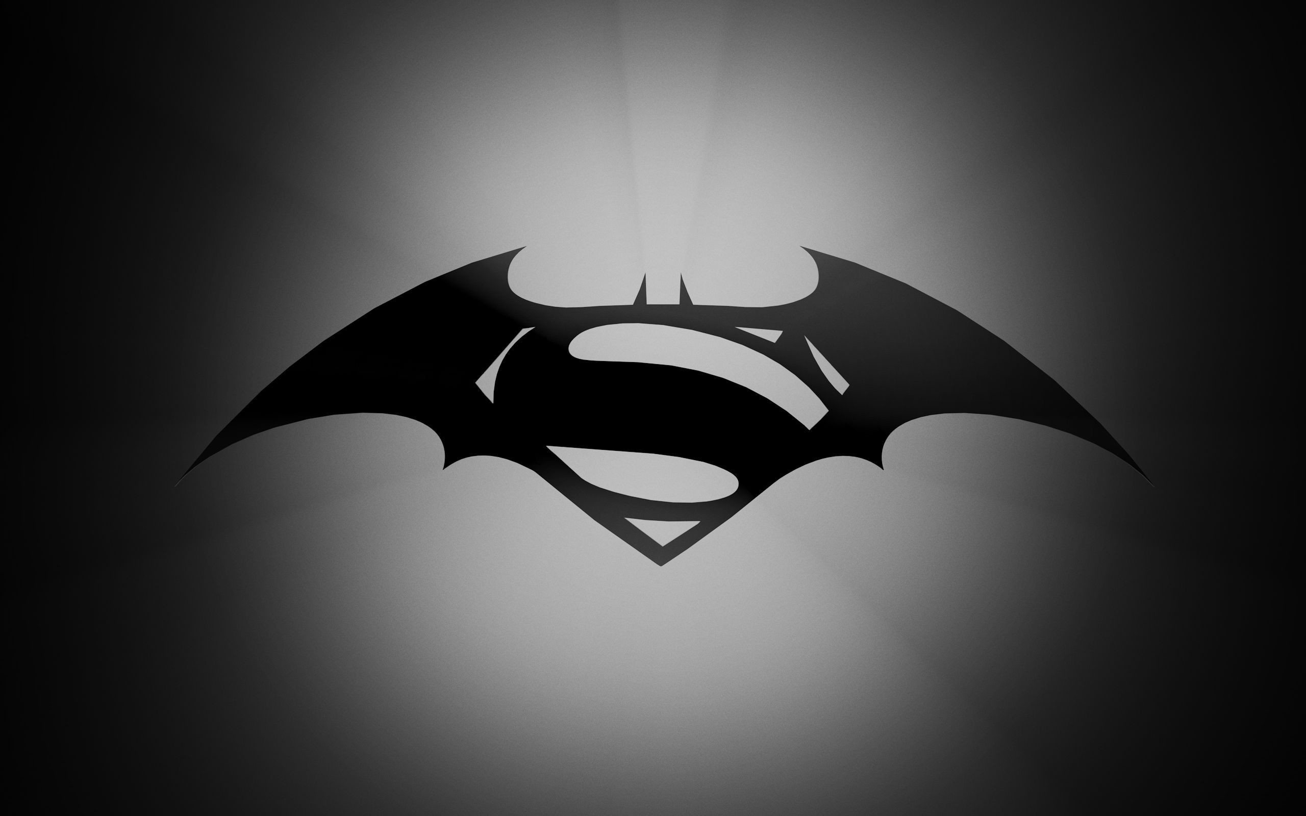 2560x1600 Batman and Superman Gray Logo Wallpapers HD