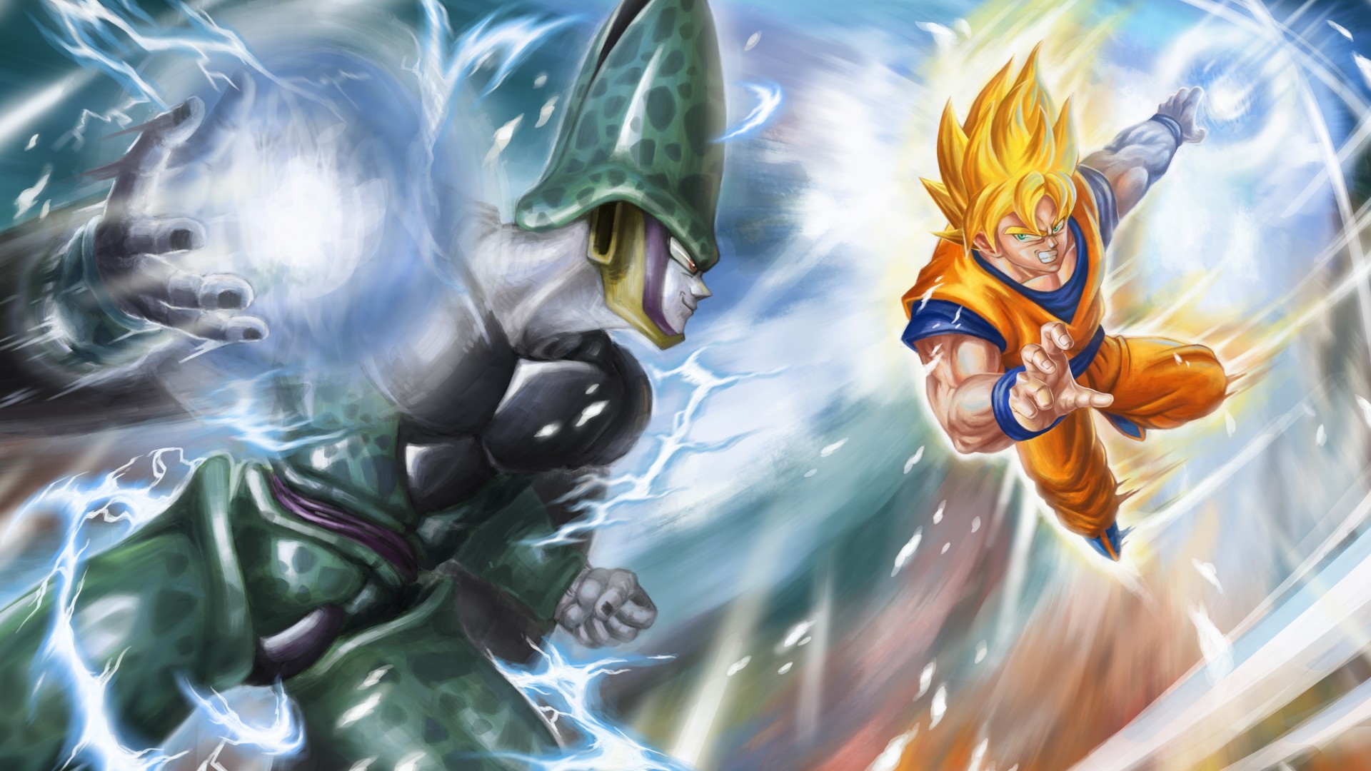 1920x1080 SSJ Goku vs Perfect Cell - Another well choreographed fight in Dbz. and the  shock of Goku forfeiting the match to Cell and passing the torch to Gohan.