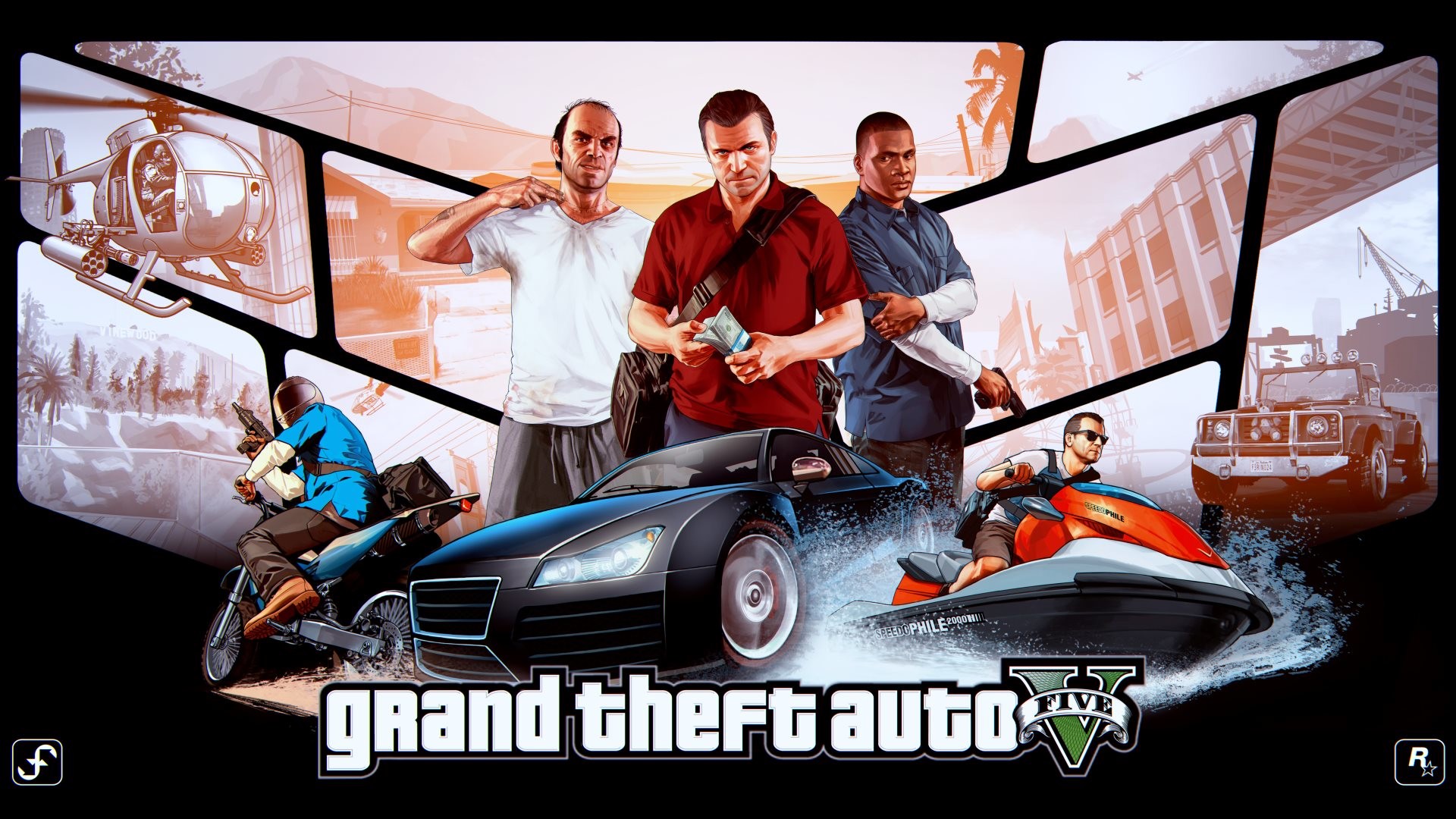 1920x1080 The Grand Theft Auto V Poster customized in 4K, HD and wide sizes to be  compatible as wallpaper in any modern desktop screen