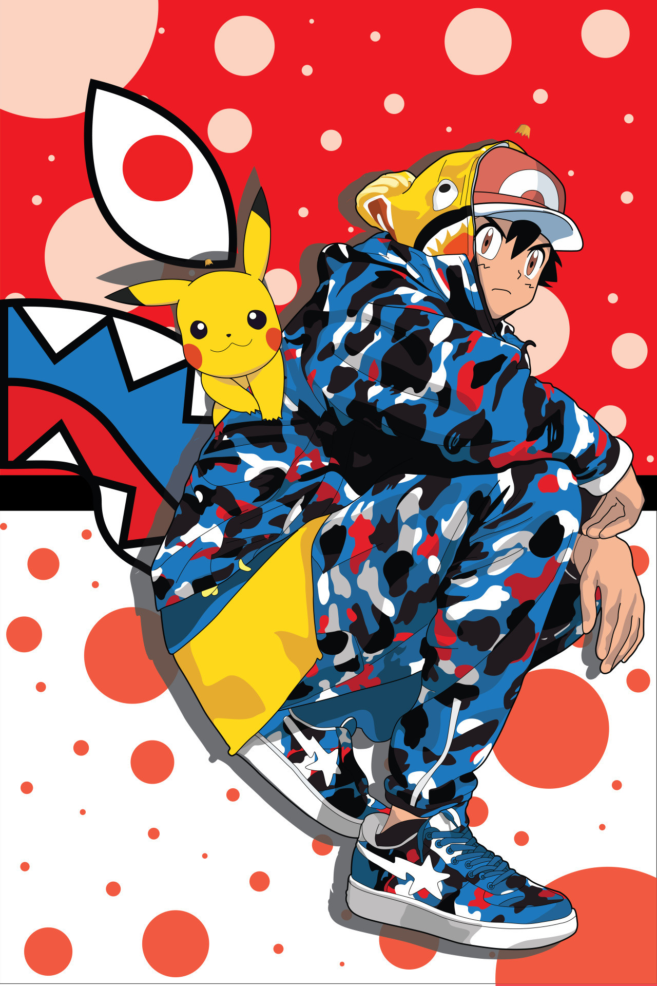 1280x1920 pokÃ©mon pokemon go pokemon anniversary pokemon 20 ash pika Pikachu abidoe  childhood bape a bathing ape