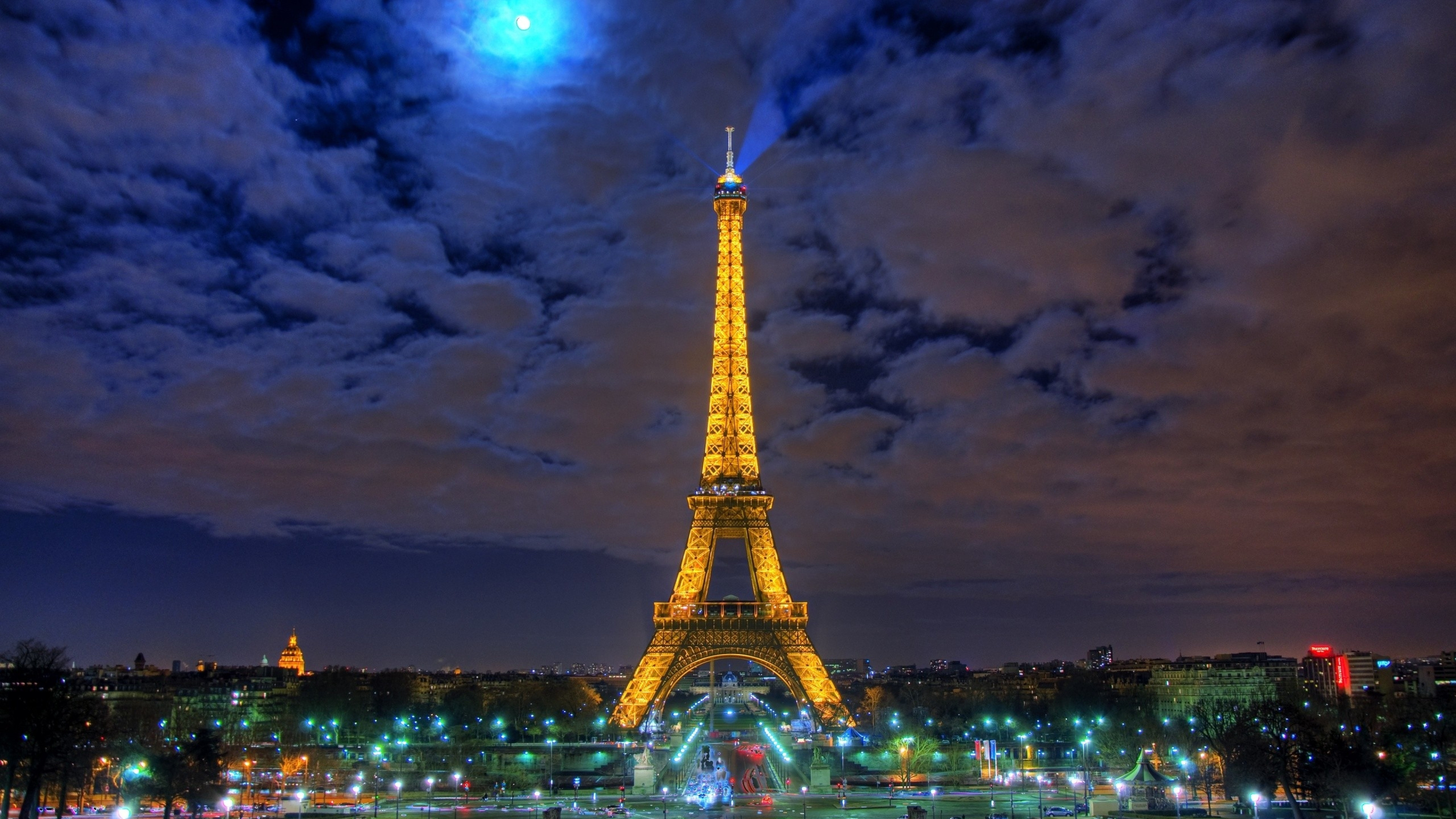 3840x2160  Wallpaper eiffel tower, paris, france, night, hdr