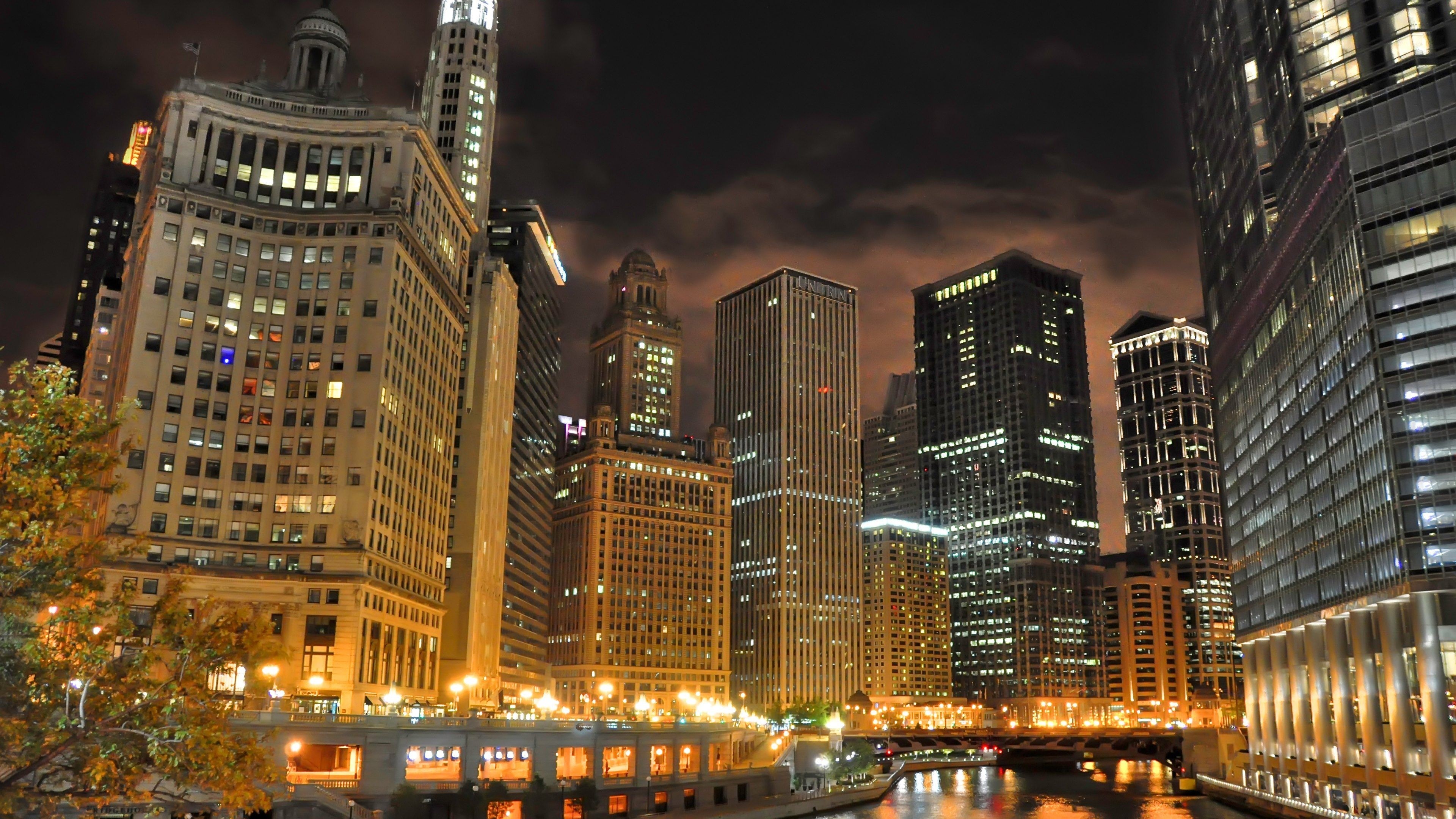 3840x2160 DOWNLOAD <== chicago skyline desktop wallpaper - Chicago City Aertial View  Night iPhone ...