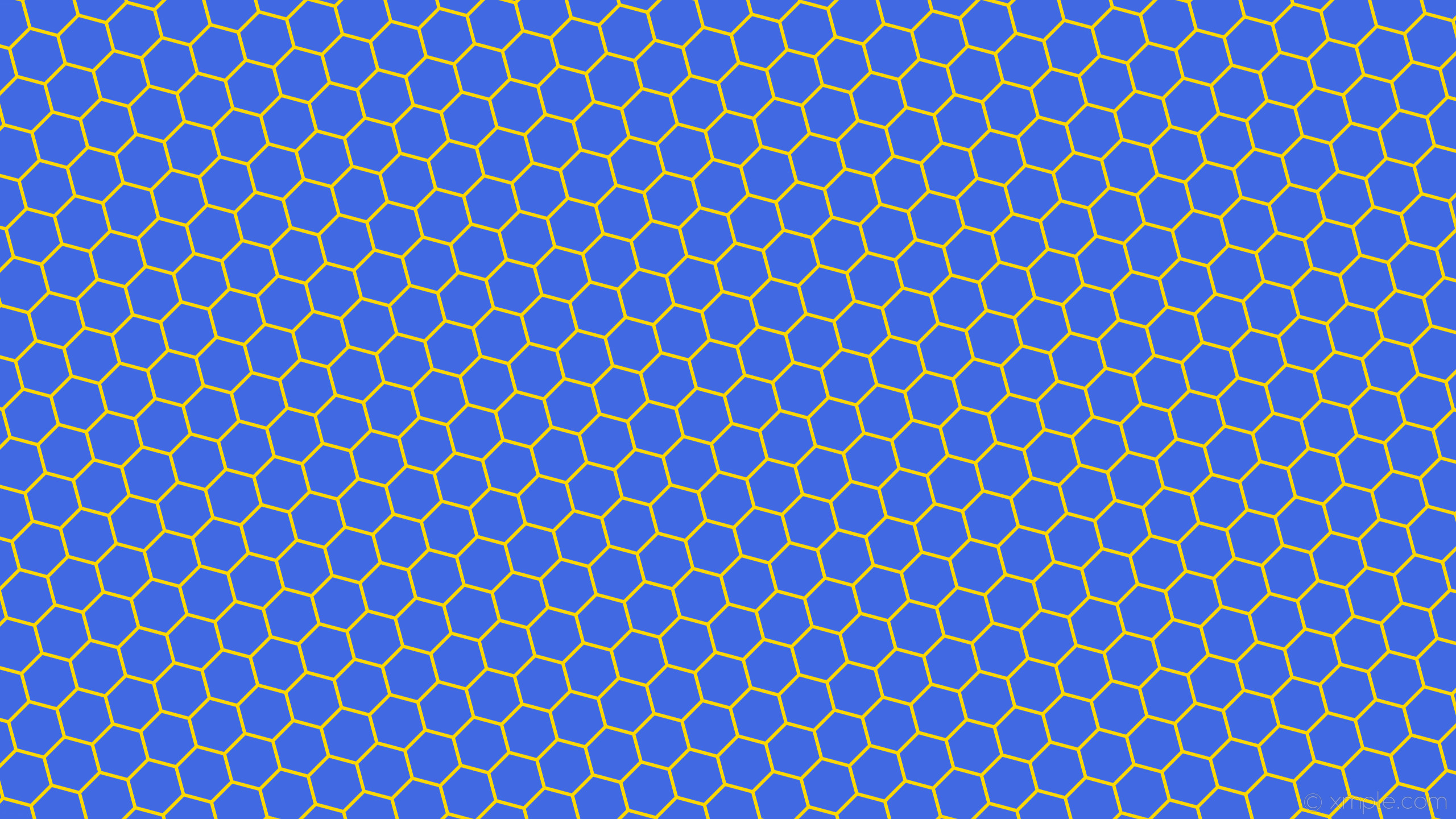 2560x1440 wallpaper yellow hexagon beehive honeycomb blue royal blue gold #4169e1  #ffd700 diagonal 15Â°