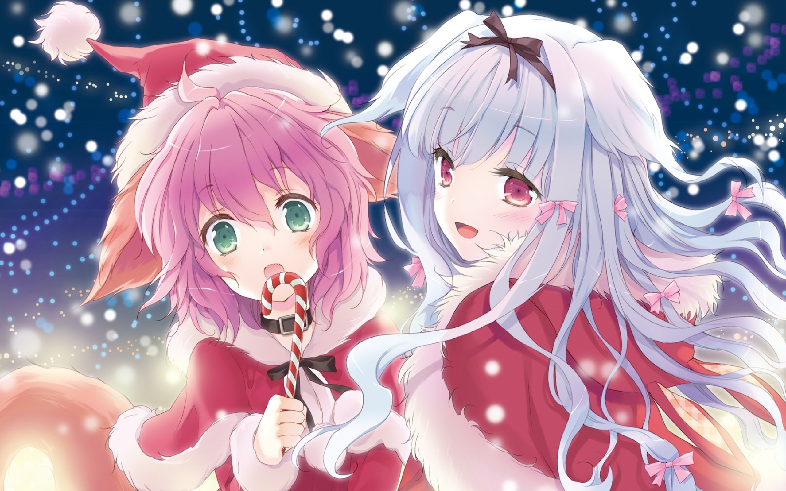 2560x1600 Cute Anime Girl Duo Christmas Wallpaper Celebration HD Desktop Windows  #7378382883 Wallpaper