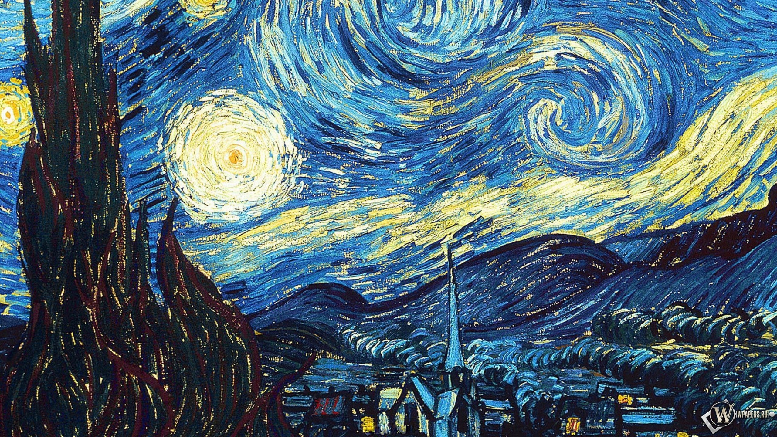 2560x1440 Preview wallpaper vincent van gogh, the starry night, oil, canvas 
