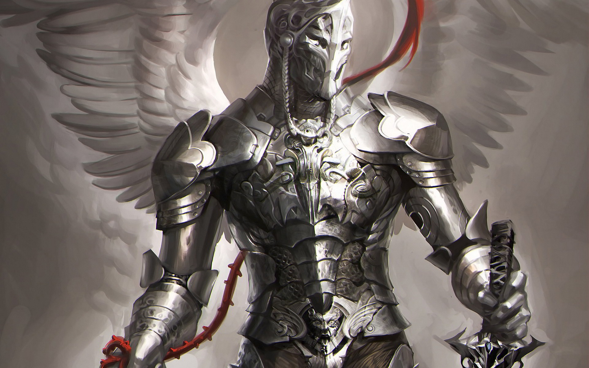 Knight with white wings photo knight angel wings Halo sword HD wallpaper   Wallpaper Flare