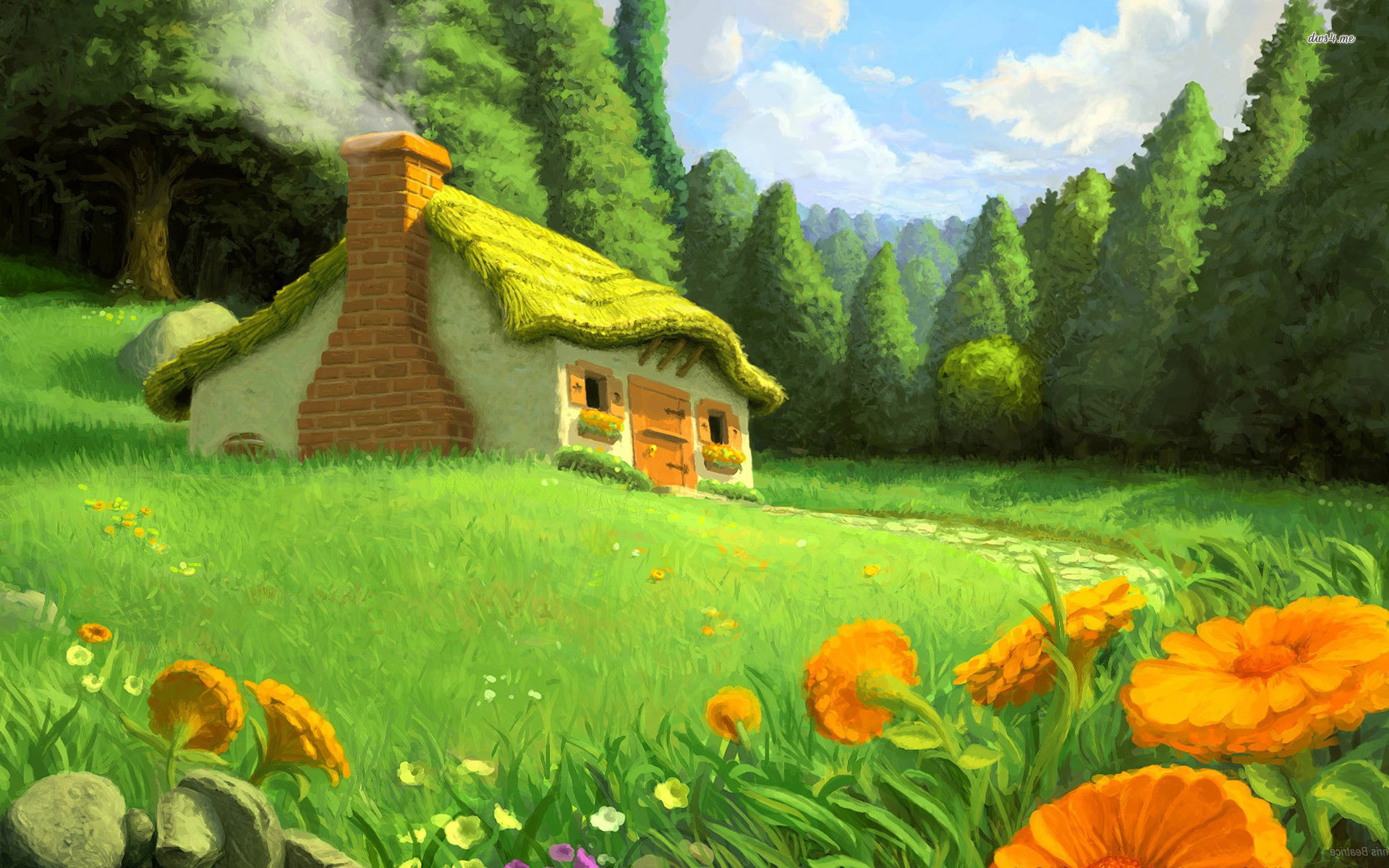 1920x1200 Beautiful Fairy Tale Background View Mystic Stock Illustration 