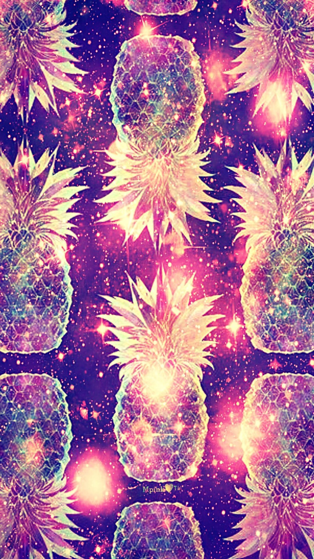 1080x1920 Glow Pineapples Galaxy Wallpaper #androidwallpaper #iphonewallpaper # wallpaper #galaxy #sparkle #glitter #lockscreen #pretty #pink #cute #girly  #pineapples ...