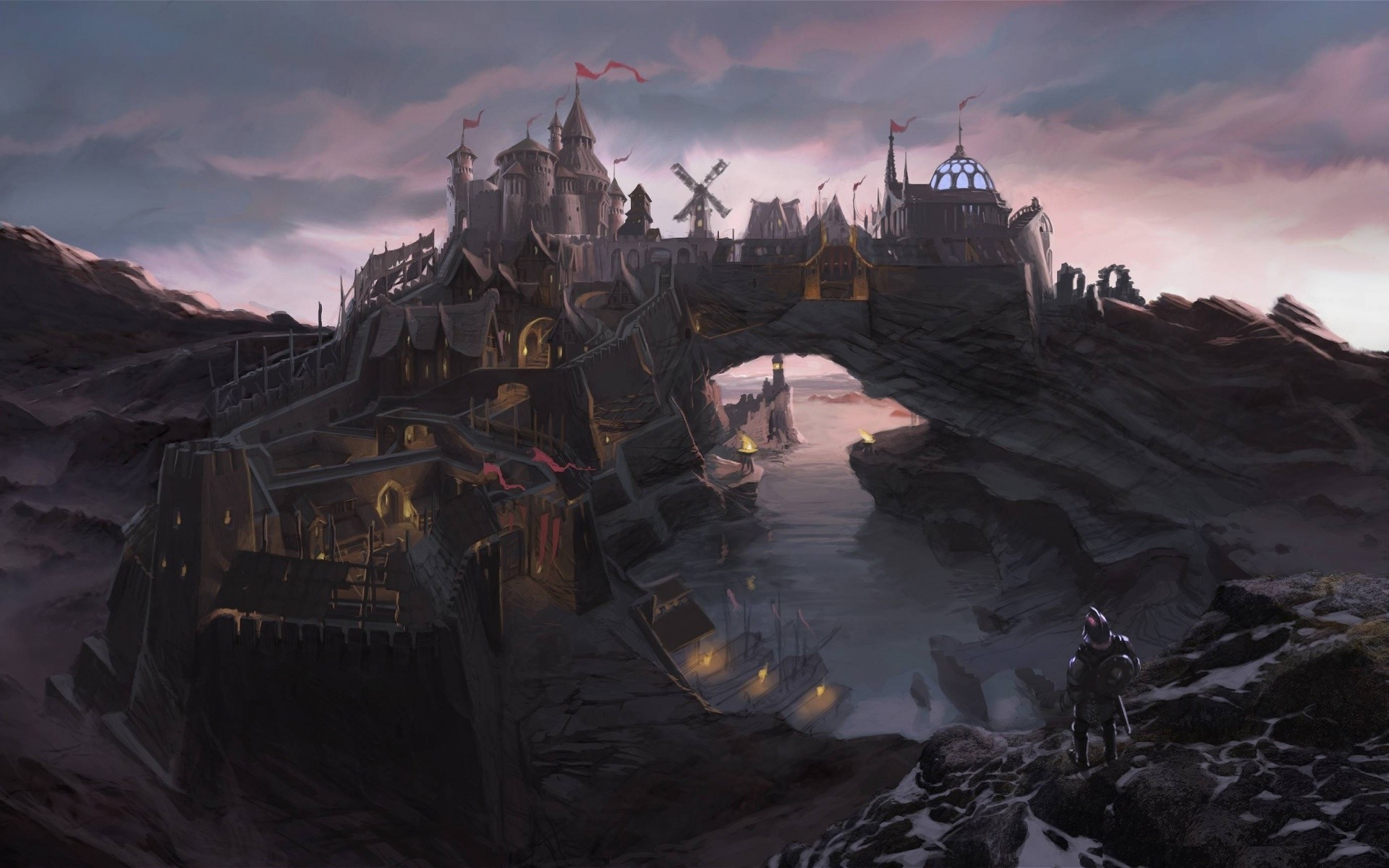 1920x1200 Cool Skyrim fantasy world background: