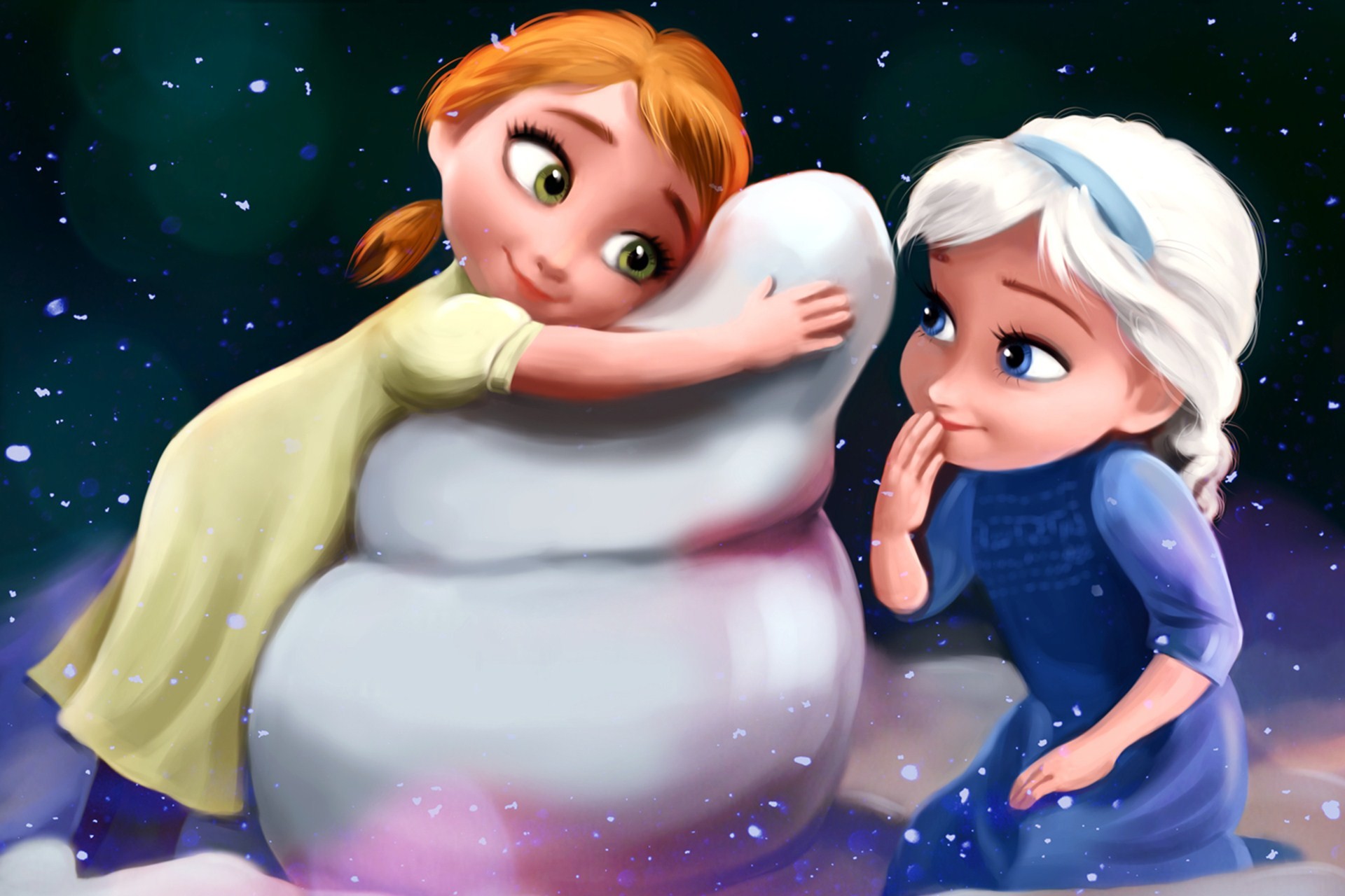 1920x1280 Disney Frozen Anna and Elsa as Kids HD Wallpaper