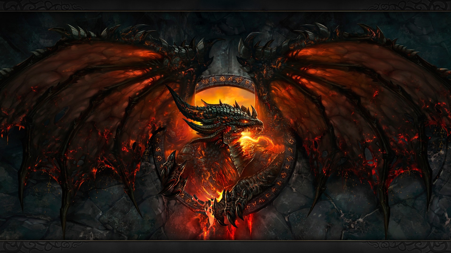 1920x1080 Preview wallpaper world of warcraft, dragon, fire, face, wings 