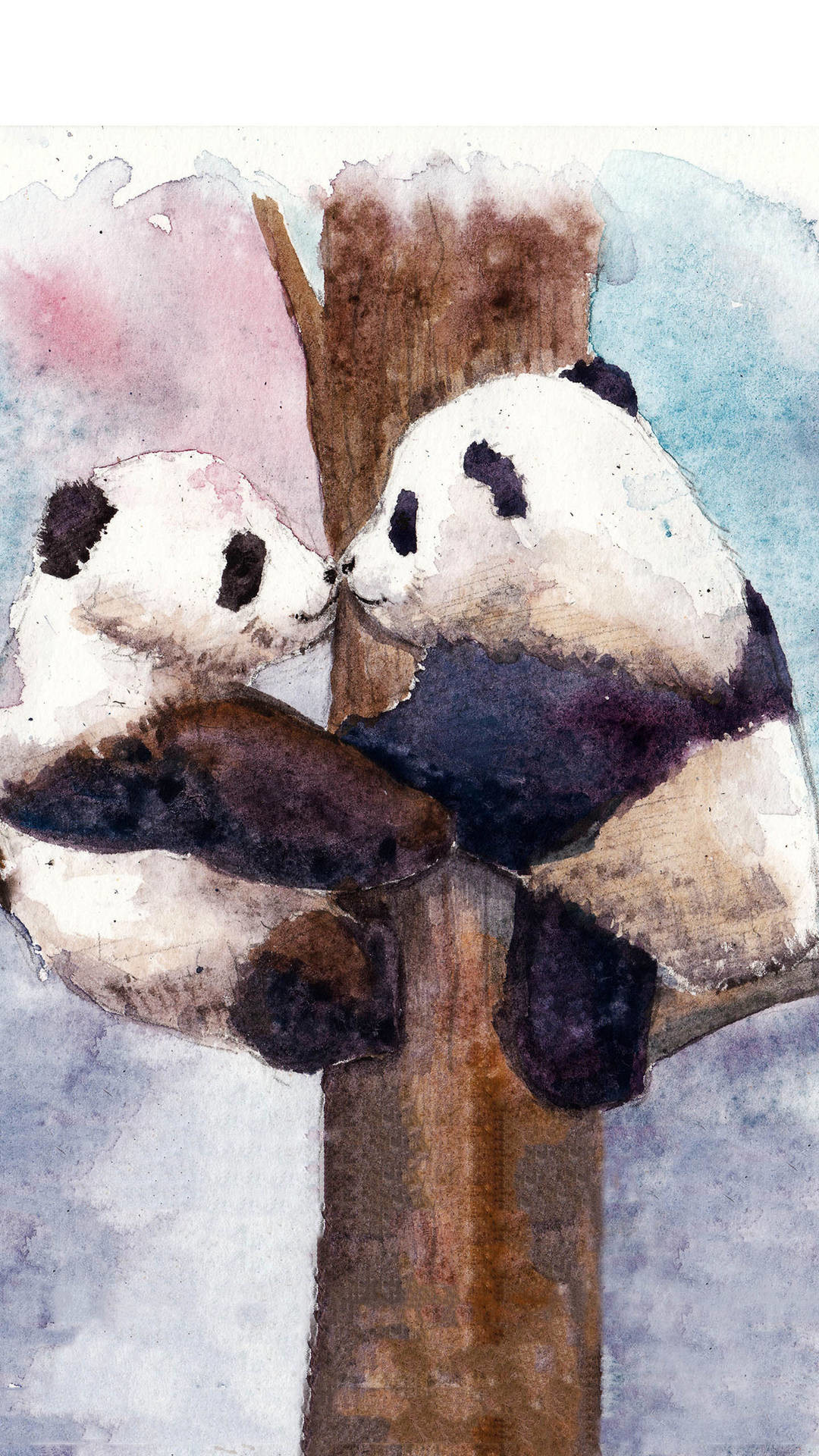 1080x1920 Two giant pandas in climbing trees