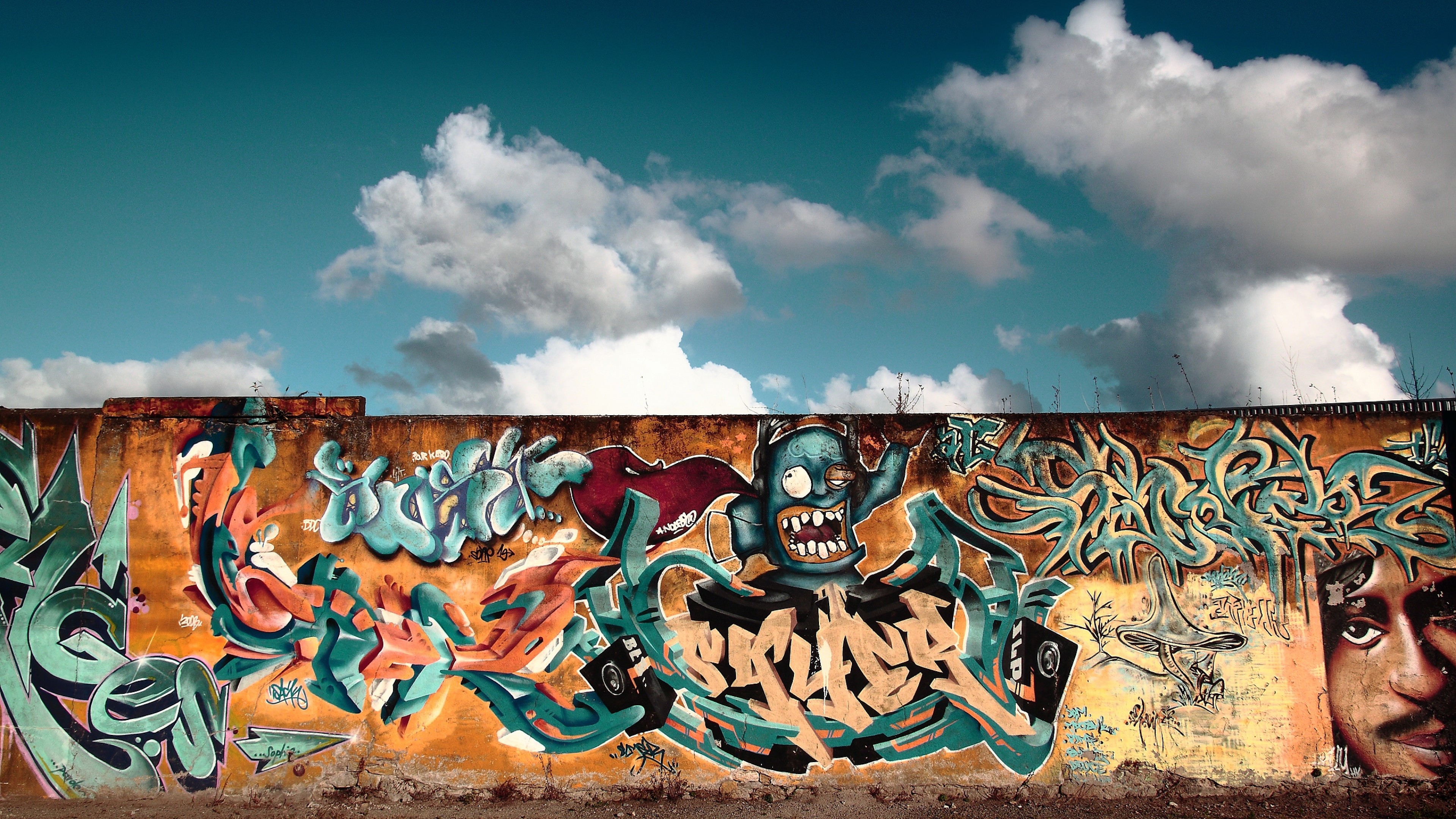 3840x2160 Graffiti City Wallpapers HD download 