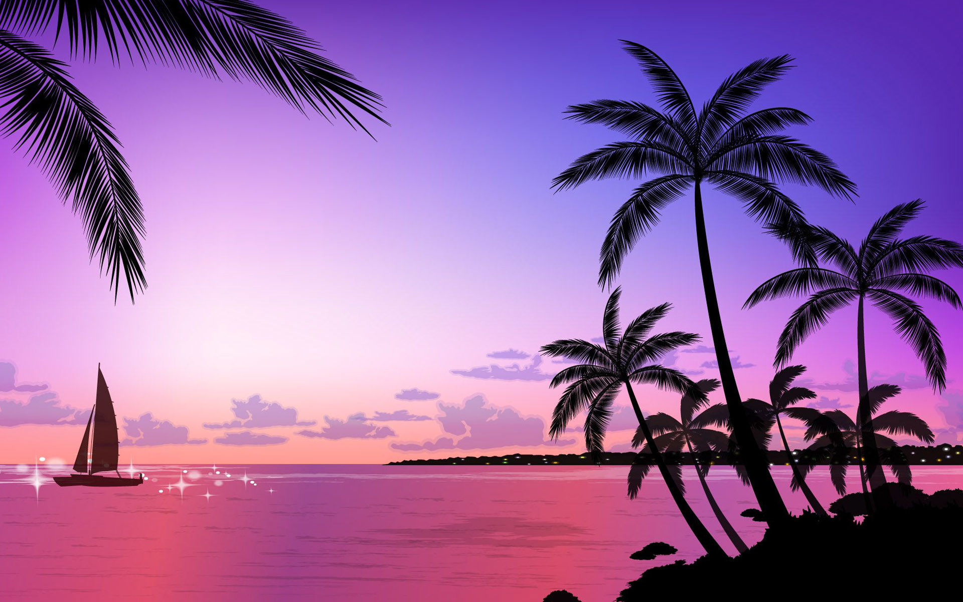 Pink Beach Sunset Wallpaper.
