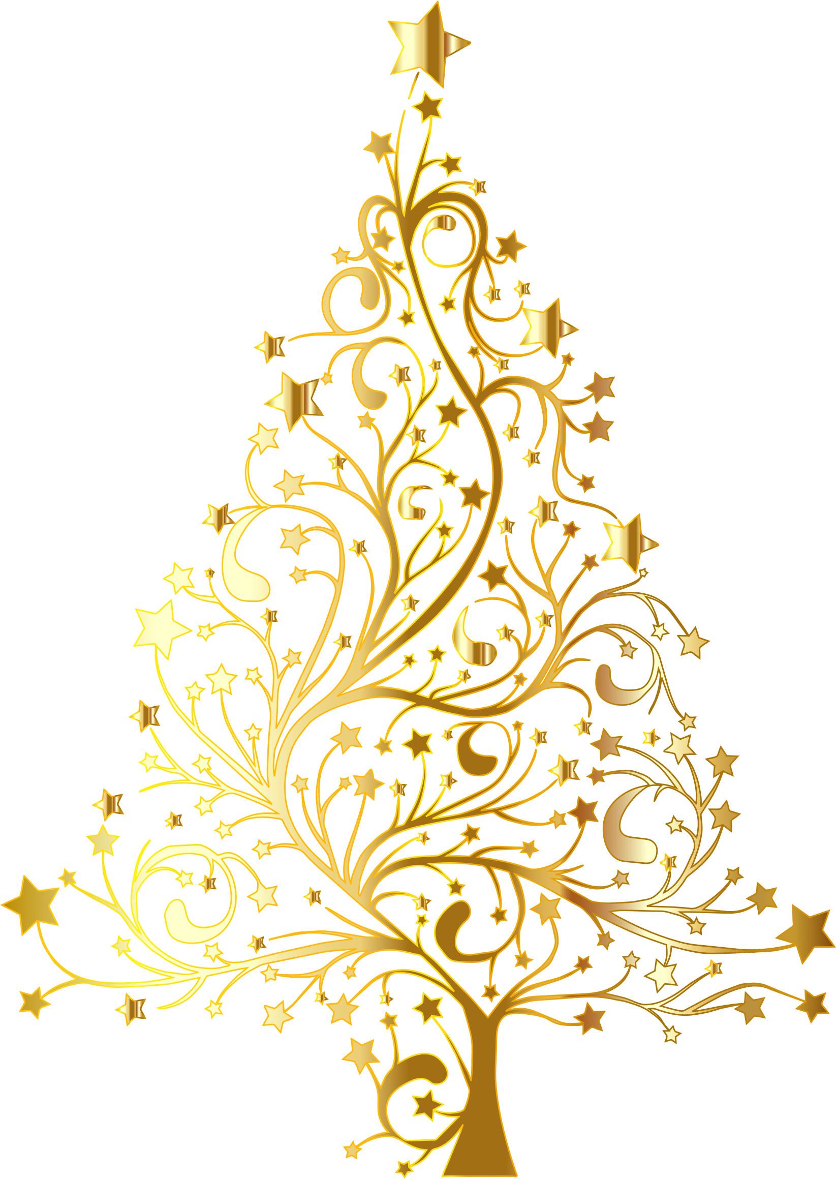 1645x2319 Starry Christmas Tree Gold No Background by GDJ