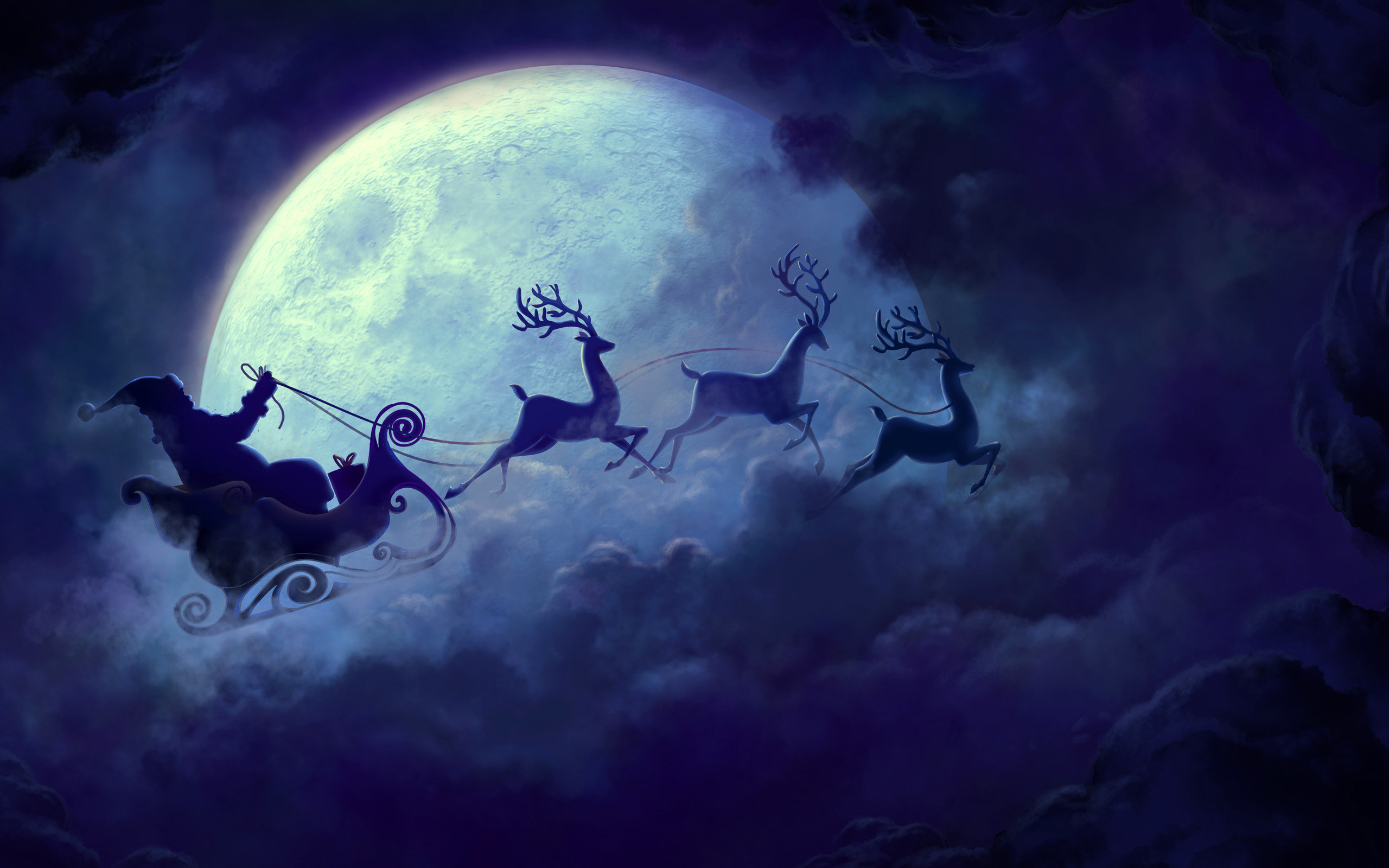 2560x1600 Description: Download Santa Claus Moon Christmas wallpaper ...