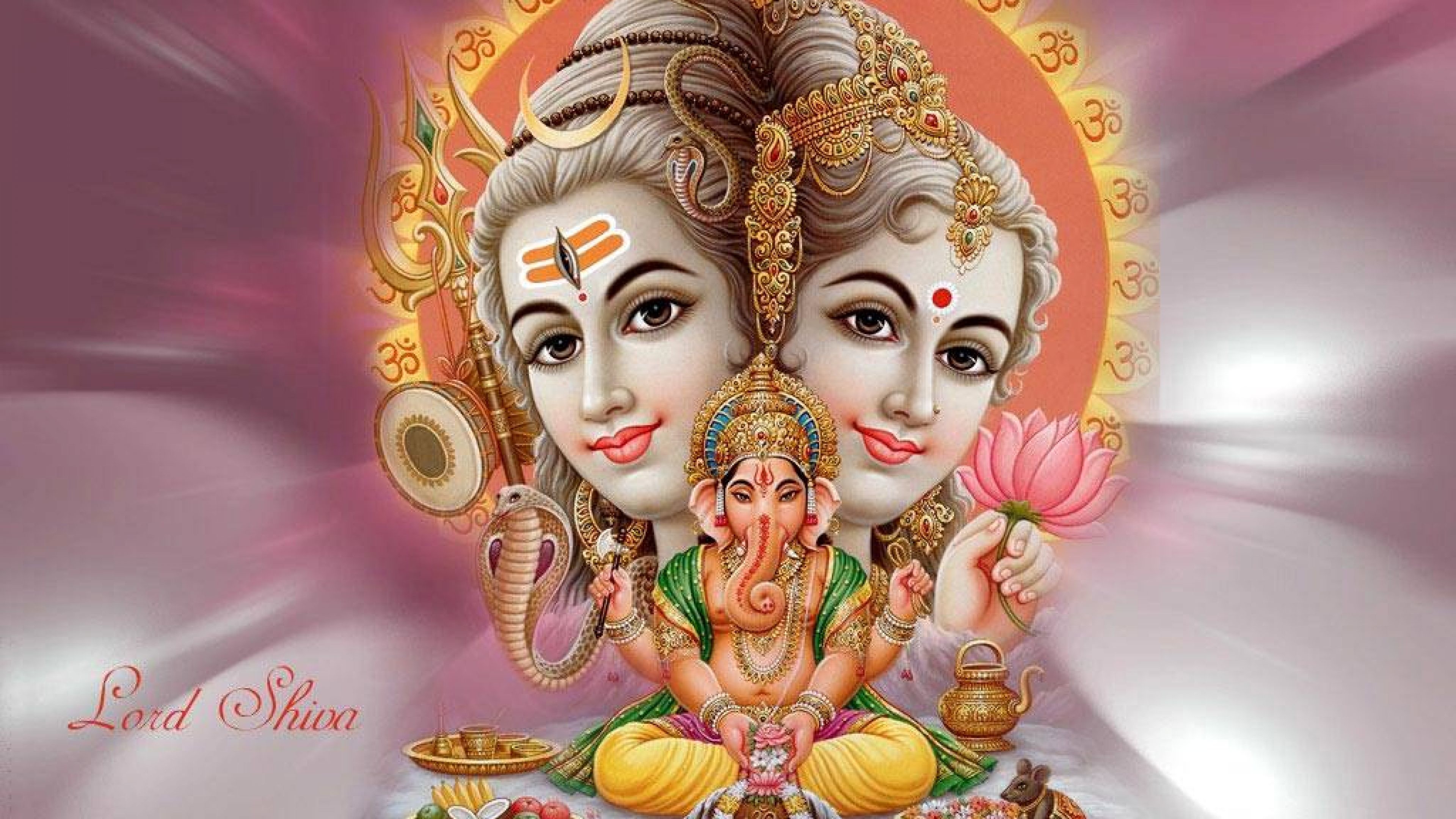 3840x2160 Download Lord Ganesha Lord Shiva Parvati Wallpaper