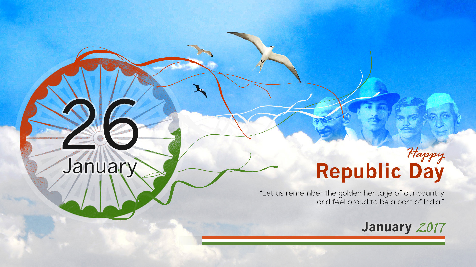 1920x1080 ... Republic Day 2017, 2018, 2019, 2020 Background with four Indian Greats  Patriots