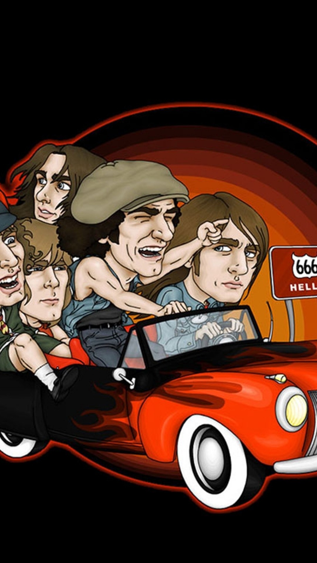 1080x1920 Preview wallpaper acdc, picture, car, direction, sign 