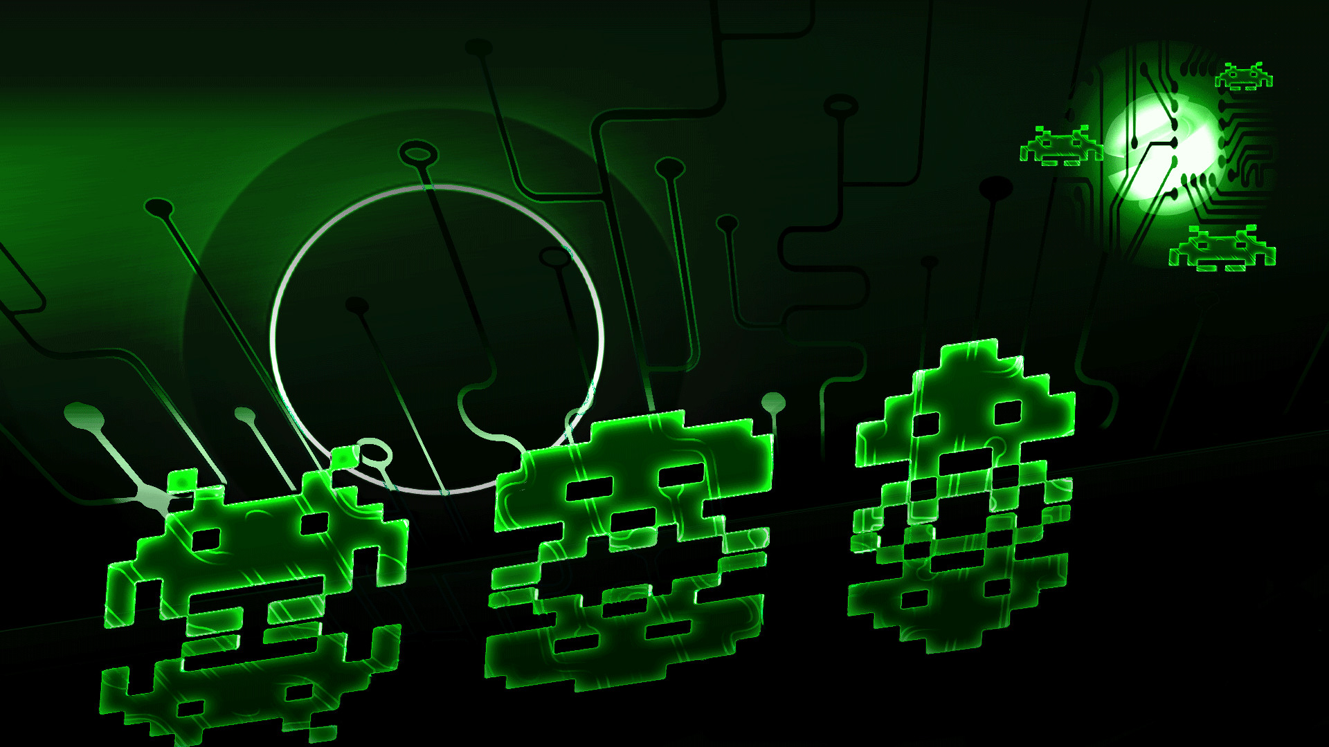 1920x1080 Green Invader Animated Wallpaper