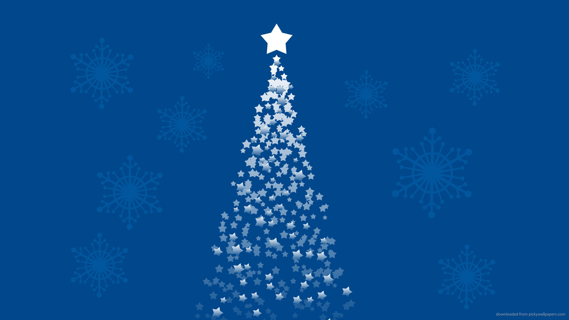 1920x1080 Ascending star forming a Christmas tree on a blue background picture