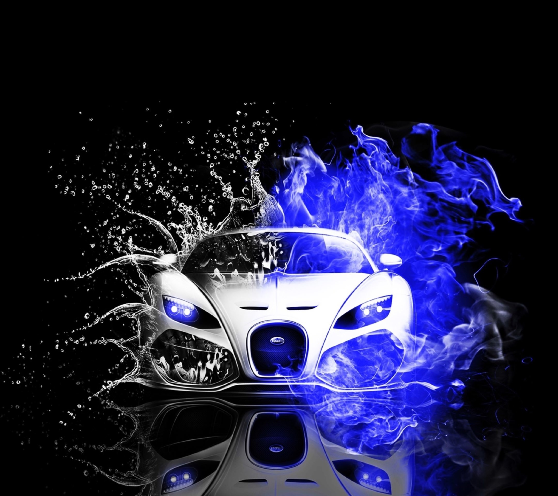 2160x1920 Cool Cars blue water black-and-white Android SmartPhone Wallpaper