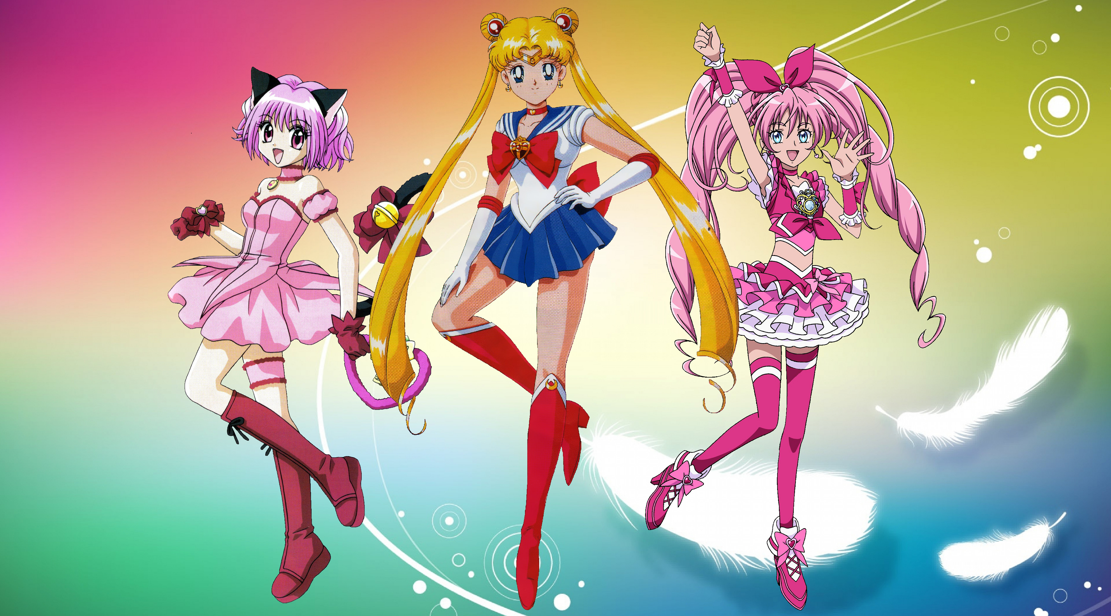 3744x2077 Sailor Moon,Mew Ichigo and Cure Melody Wallpaper by StarWarriorDecade