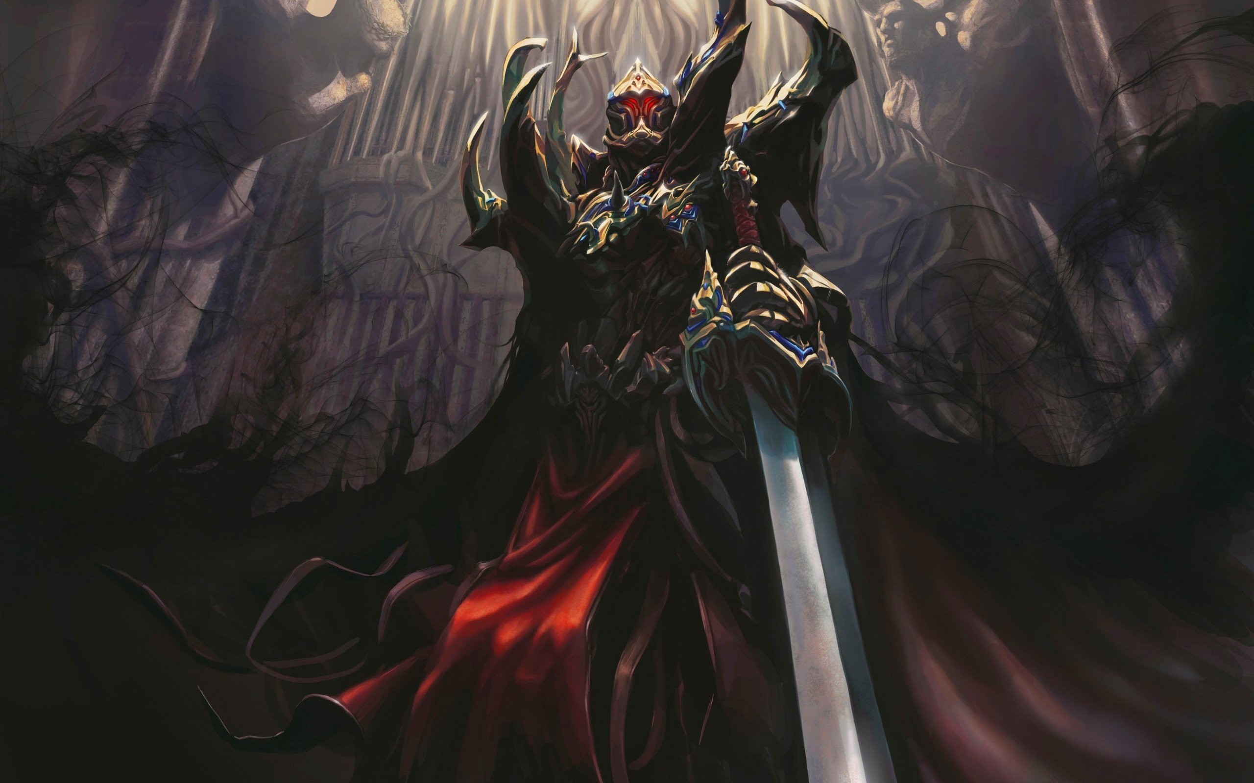 2560x1600 Armor Artwork Dark Death Fantasy Art Knights Shadows Swords