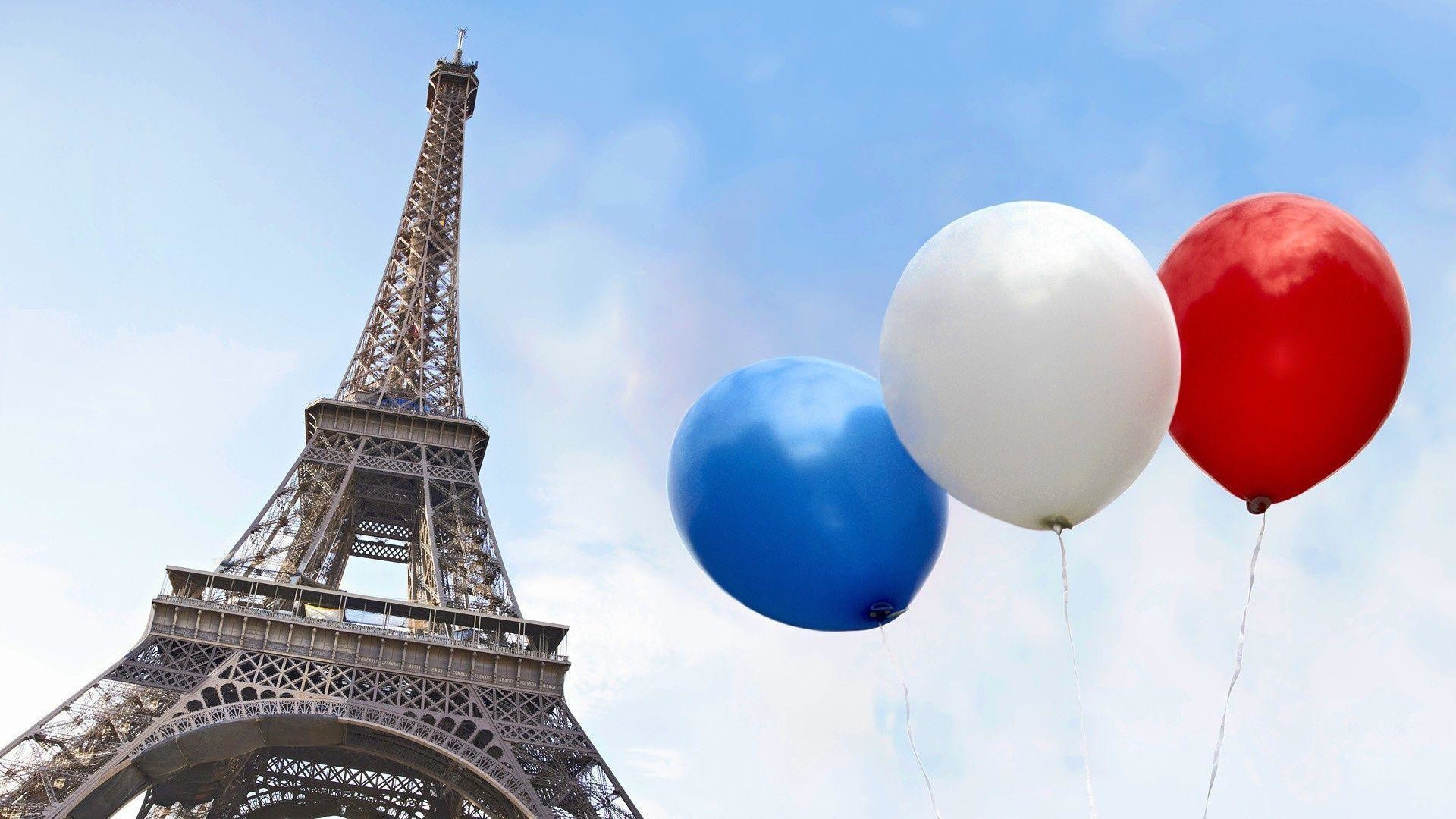 1920x1080 Building and City: Cute Eiffel Tower And Baloons Backgrounds .