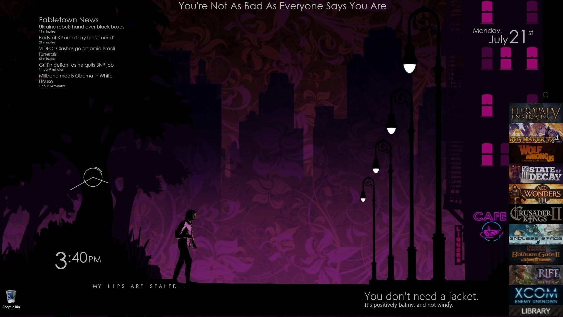 1920x1080 Just found out about Rainmeter and did a Wolf Among Us themed desktop ...