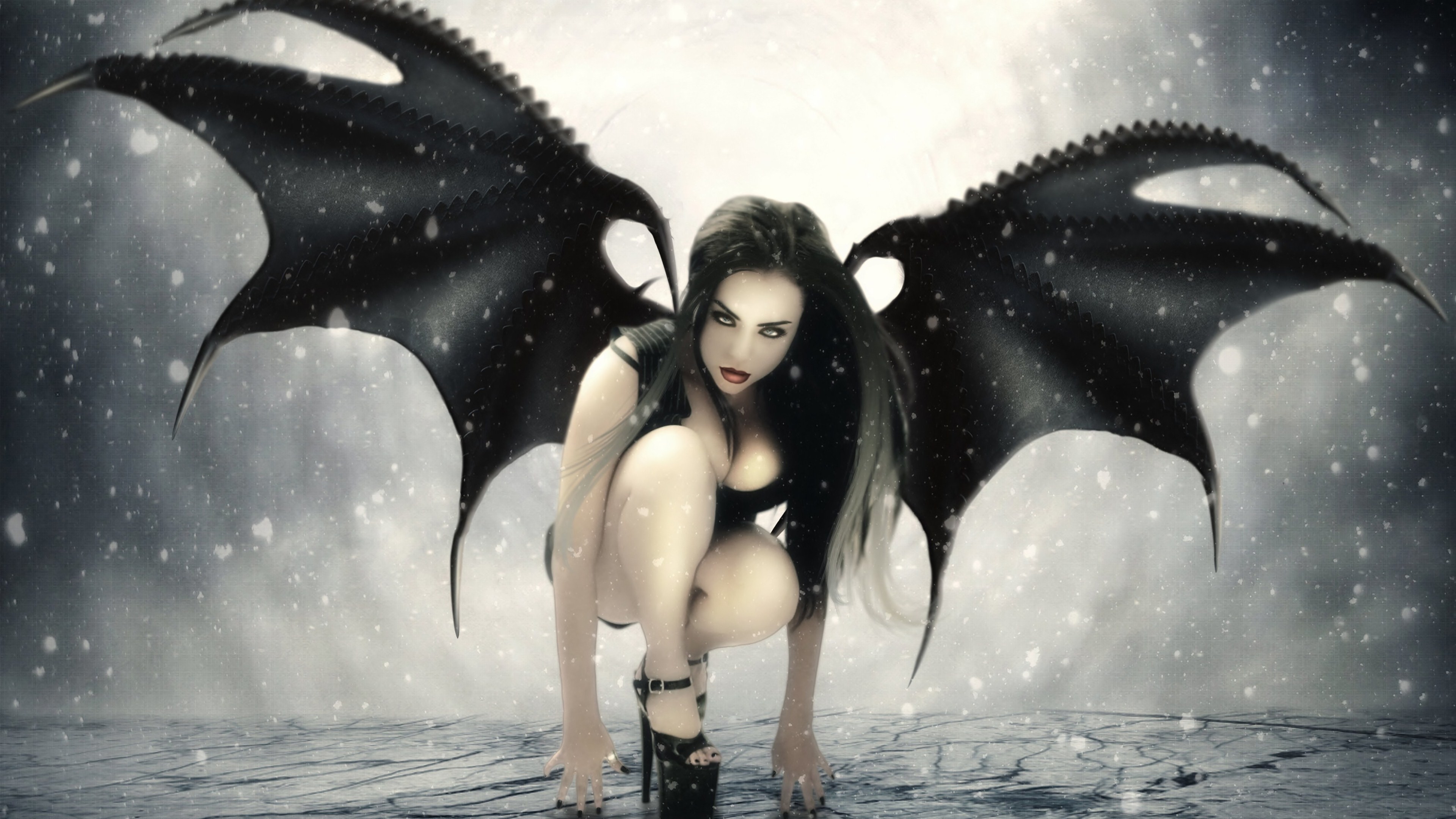 3840x2160 General  demoness realistic succubus fantasy girl wings demon  fantasy art