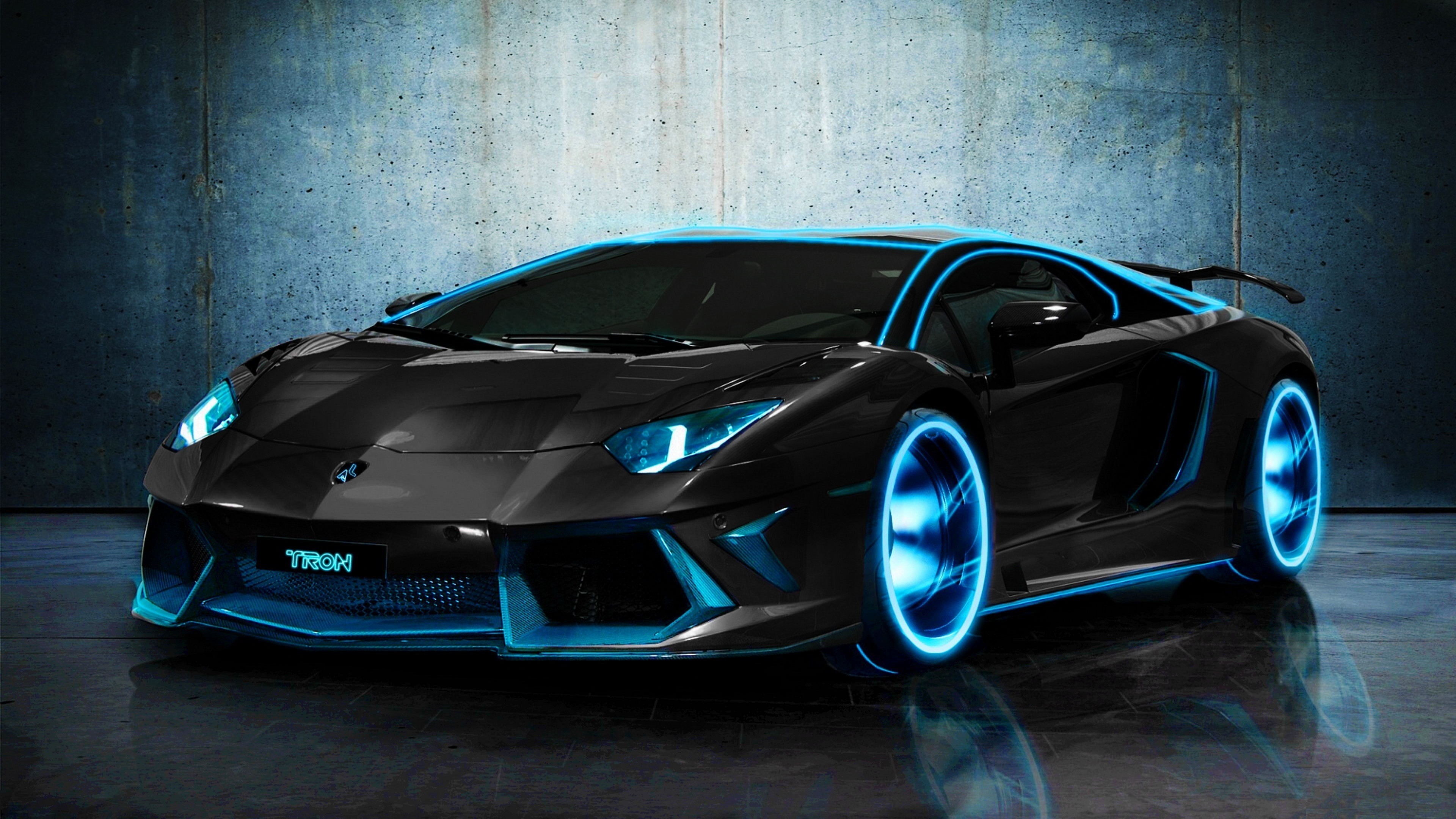 3840x2160 Lamborghini Aventador Blue Neon