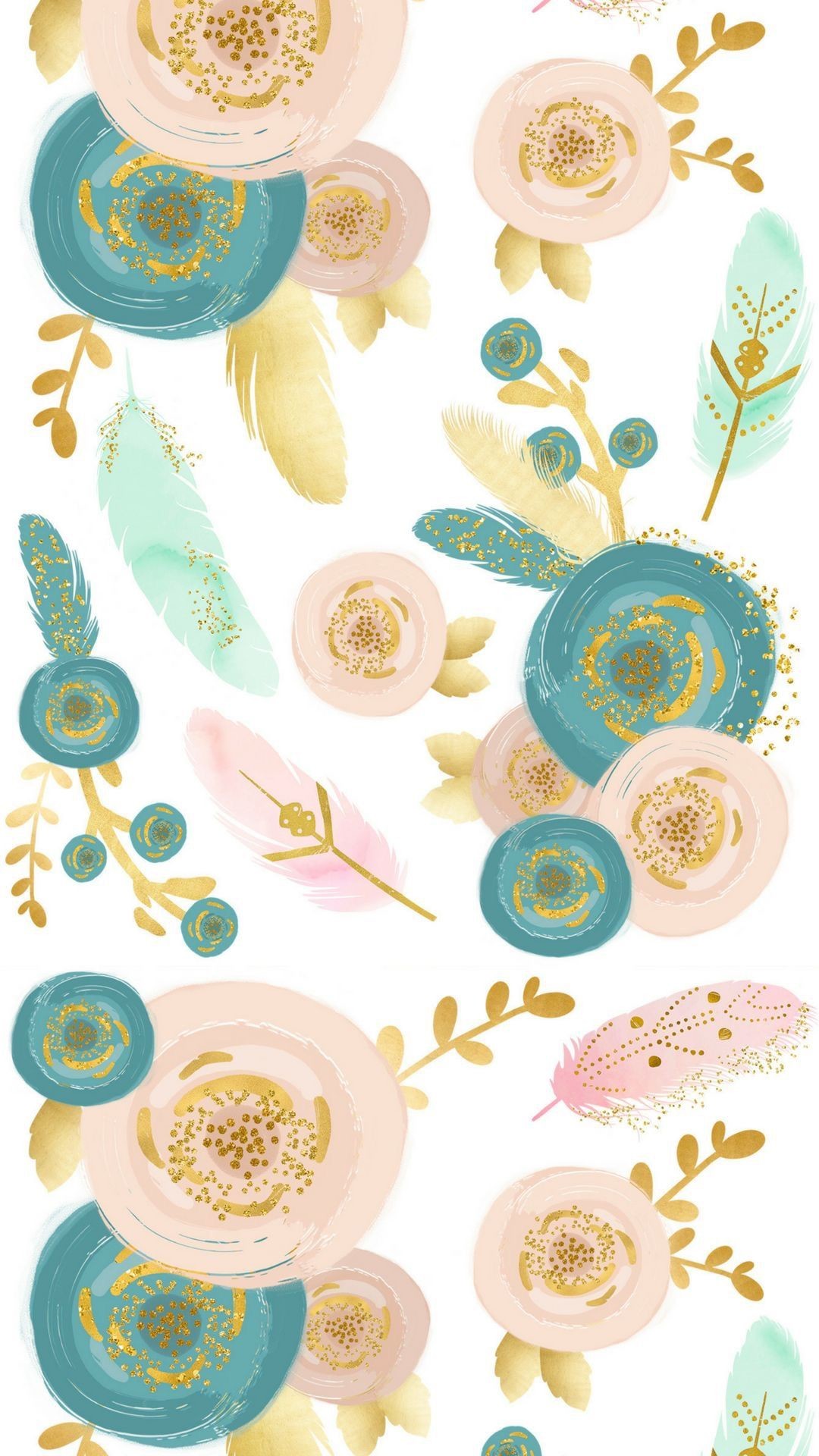 1080x1920 Floral print with gold accents. Wallpaper Backgrounds, Phone Wallpaper Boho,  Boho Backgrounds,